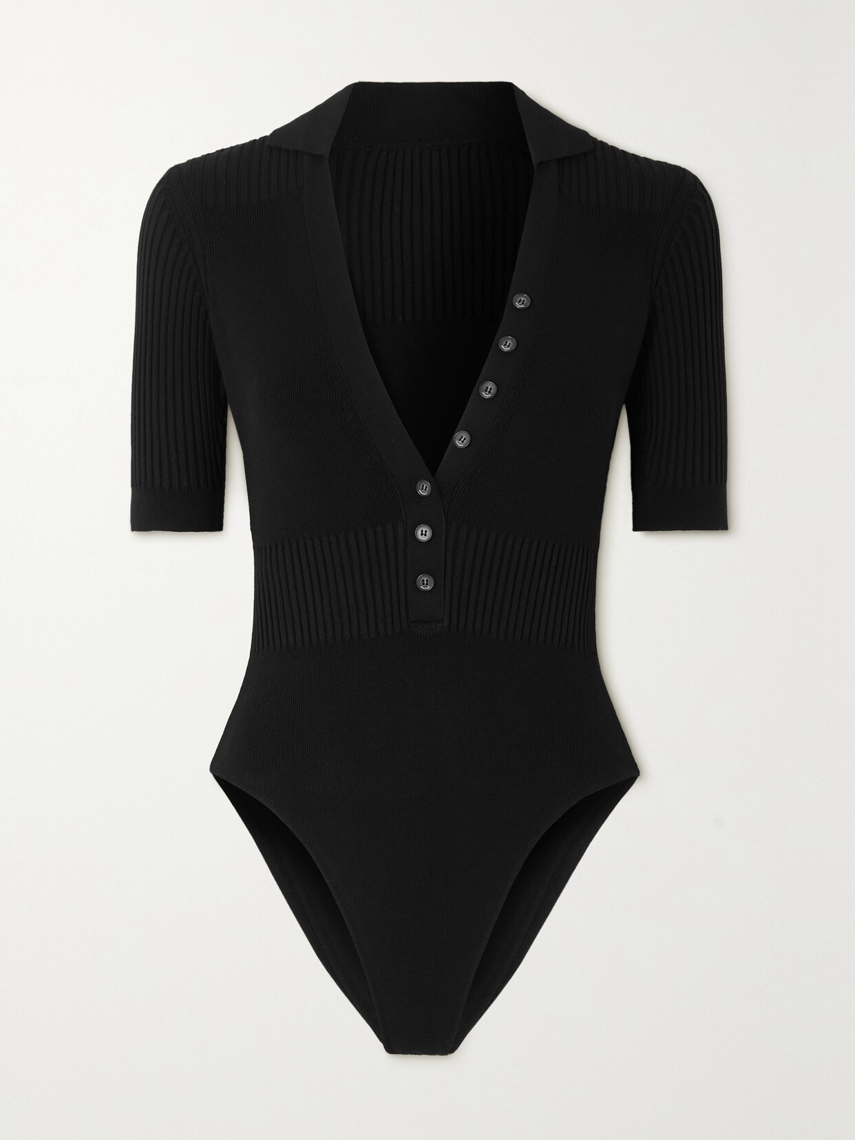 Jacquemus Yauco Ribbed-knit Bodysuit In Black | ModeSens