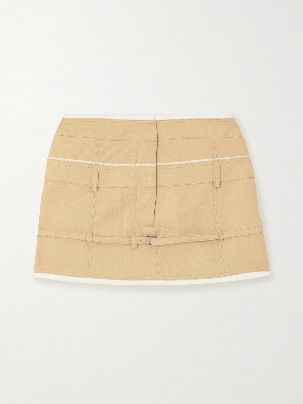 Jacquemus - Caraco Buckled Layered Woven Mini Skirt - Neutrals