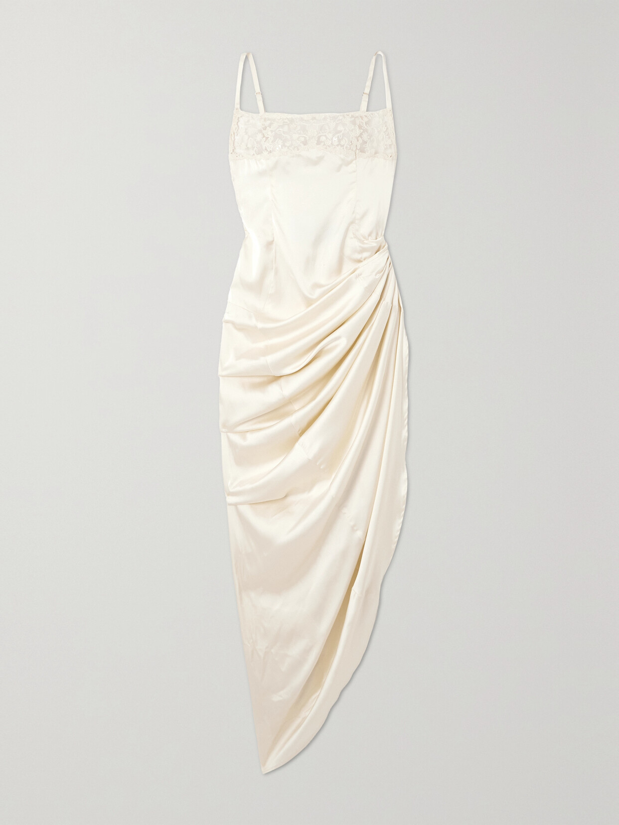 Jacquemus La Saudade Longue Brodee Draped Midi Dress In White