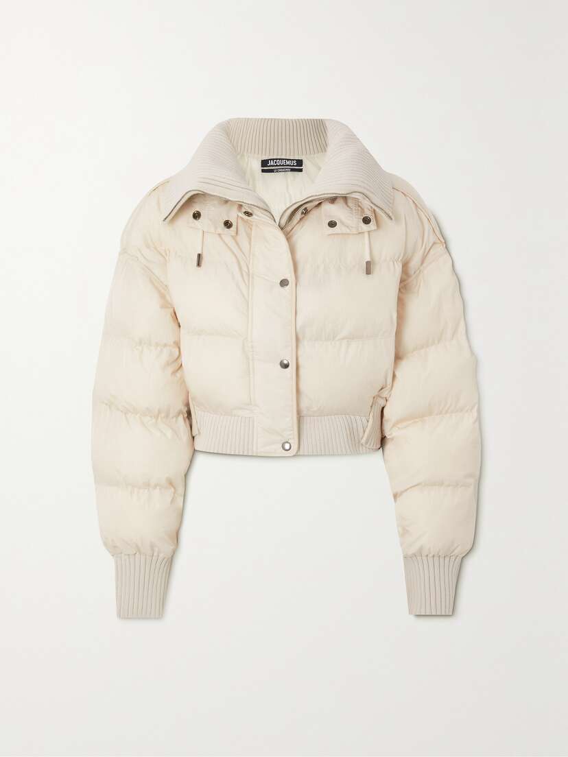 Jacquemus Caraco Layered Ribbed-knit And Quilted Shell Jacket