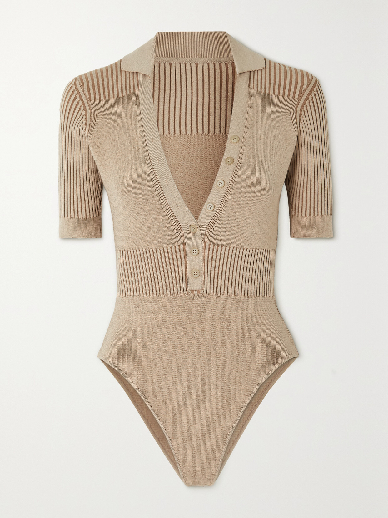 Jacquemus Le Body Yauco V-neck Knitted Body In Marrone
