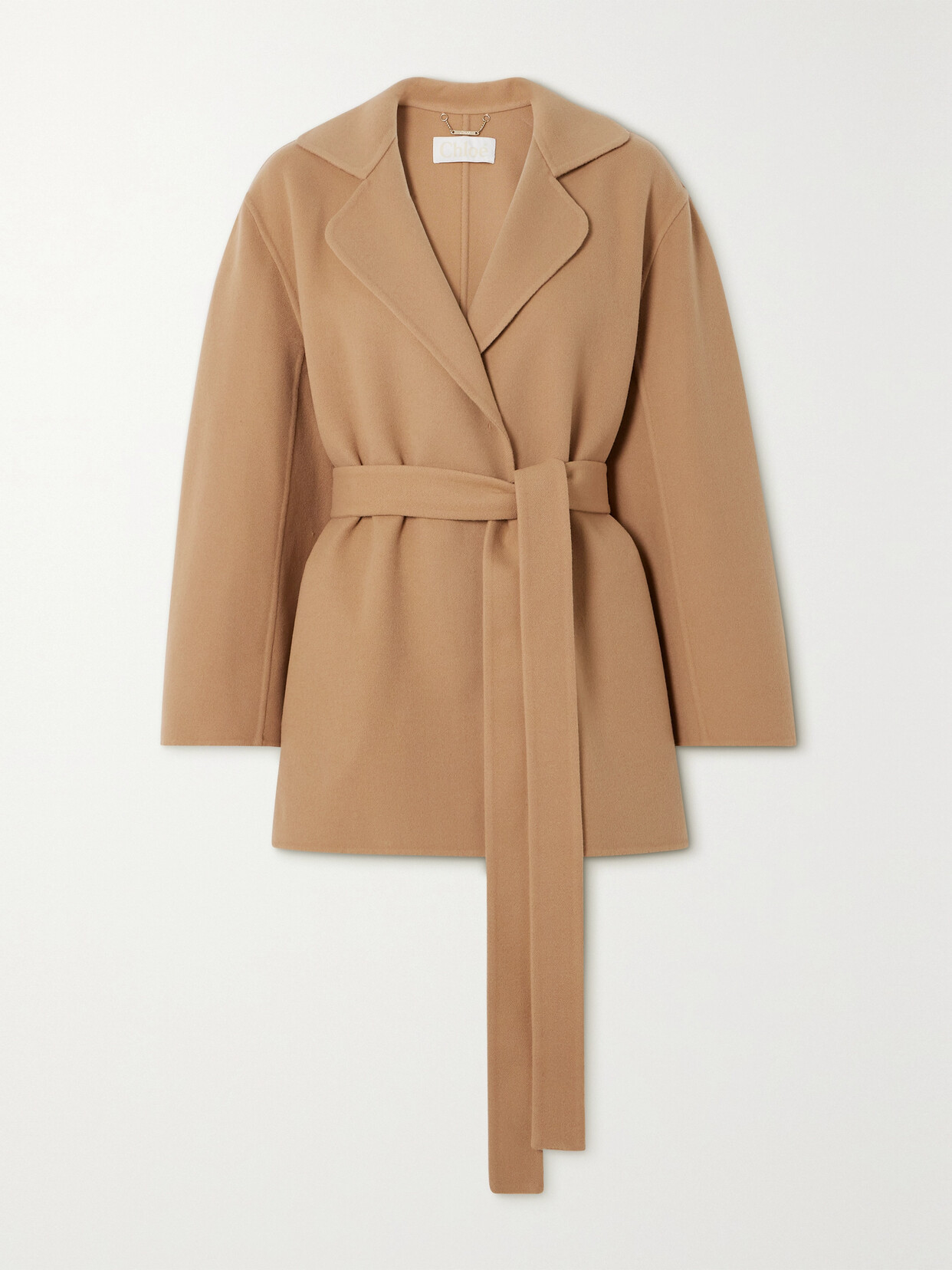 Chloé Belted Wool And Cashmere-blend Jacket In Brown