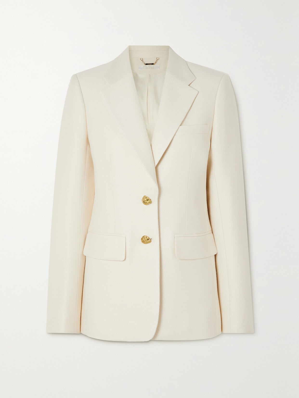 Chloé Button-embellished Silk And Wool-blend Blazer - Off-white