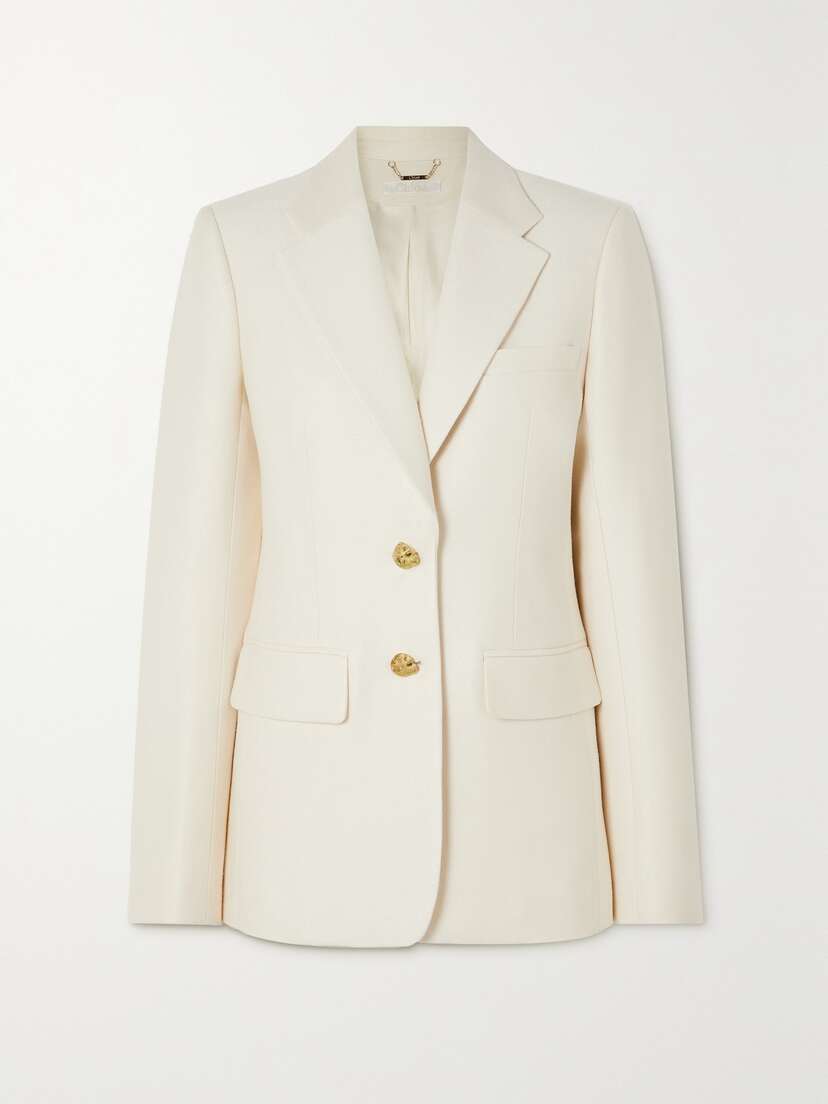 Chloé Button-embellished Silk And Wool-blend Blazer
