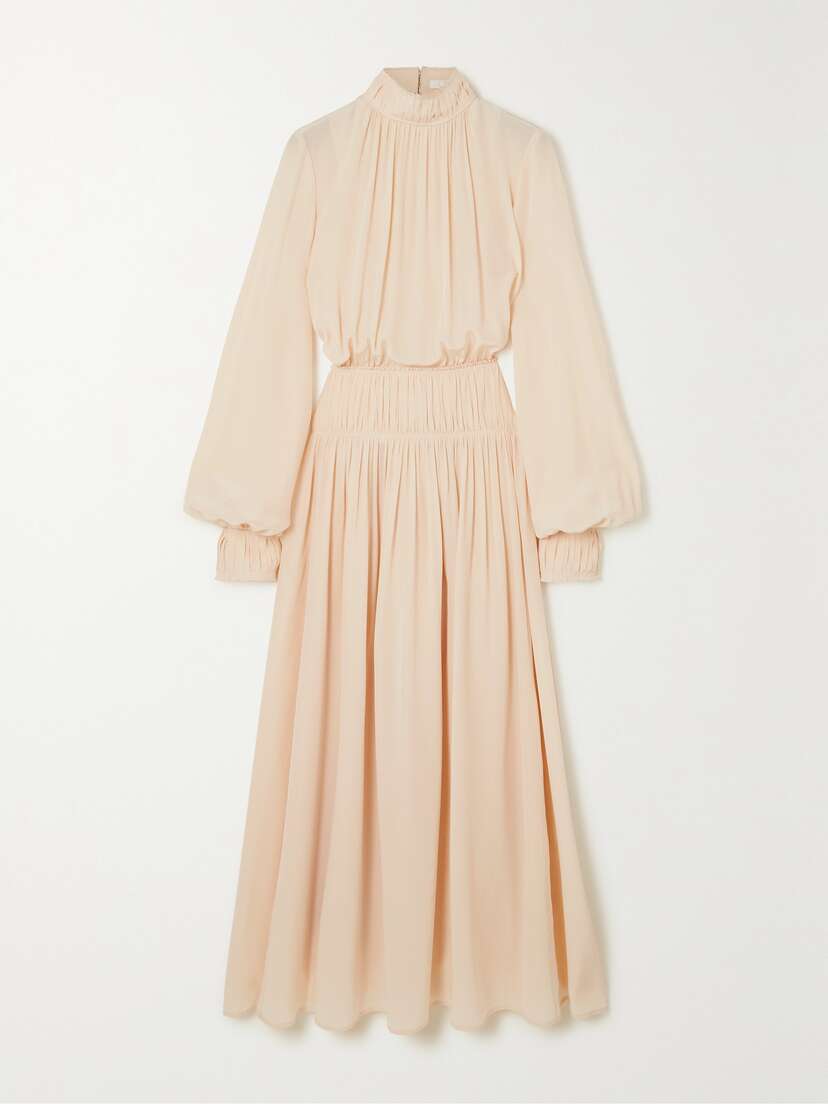 Chloé Ruched Silk Crepe De Chine Maxi Dress