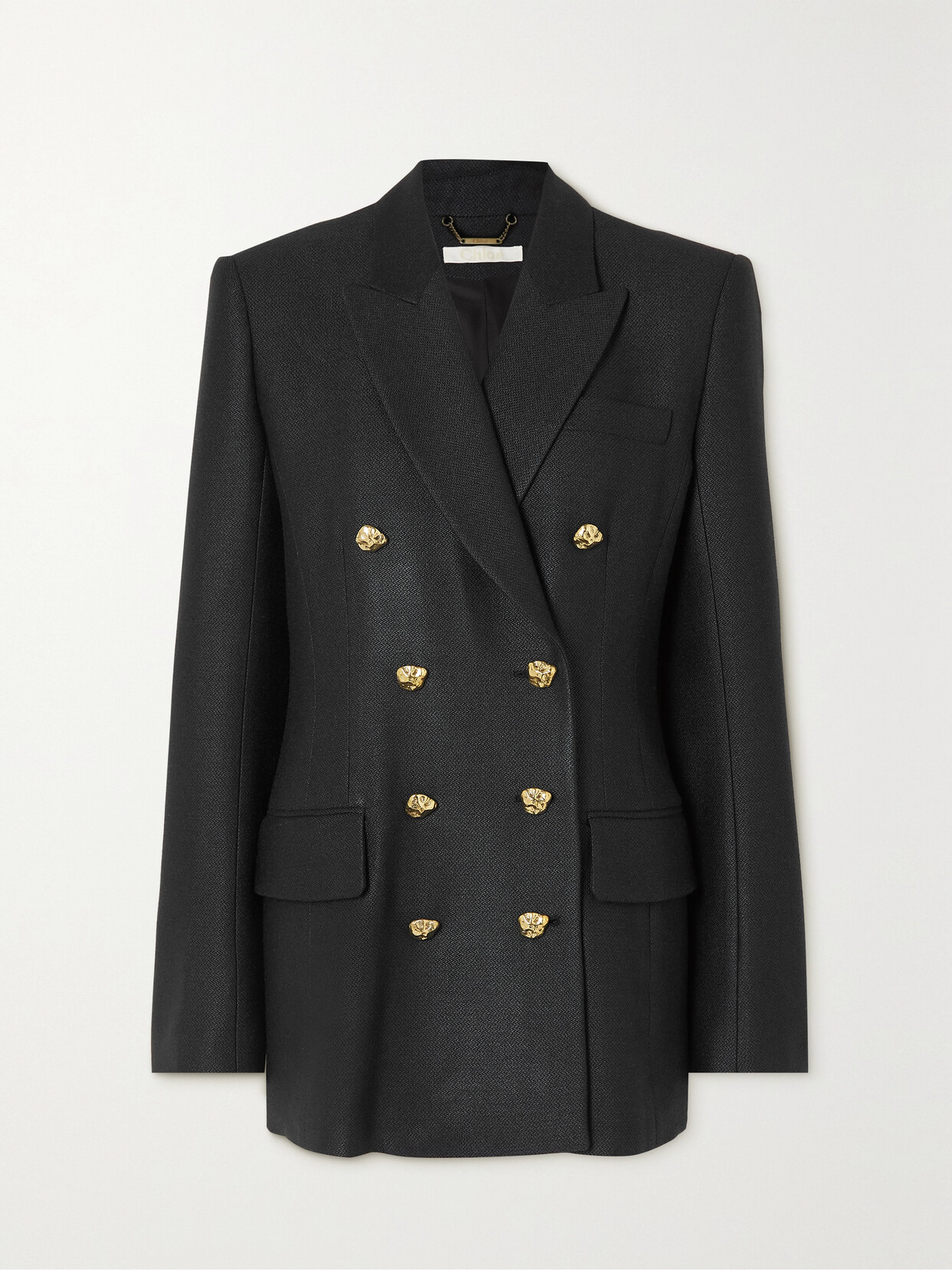 Chloé Double-breasted Embellished Silk And Wool-blend Blazer - Black