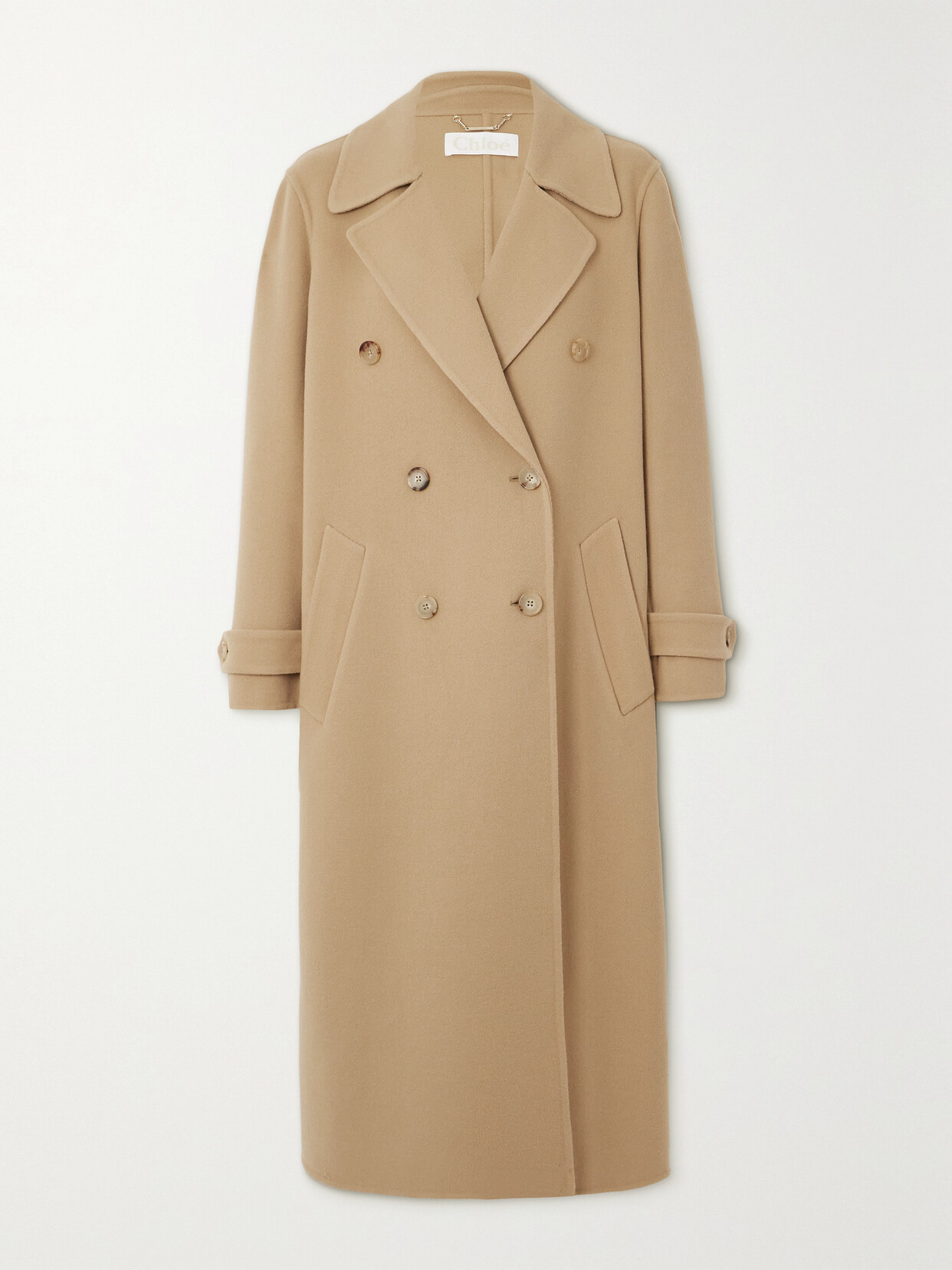 Shop Chloé Double-breasted Wool And Cashmere-blend Coat In Brown