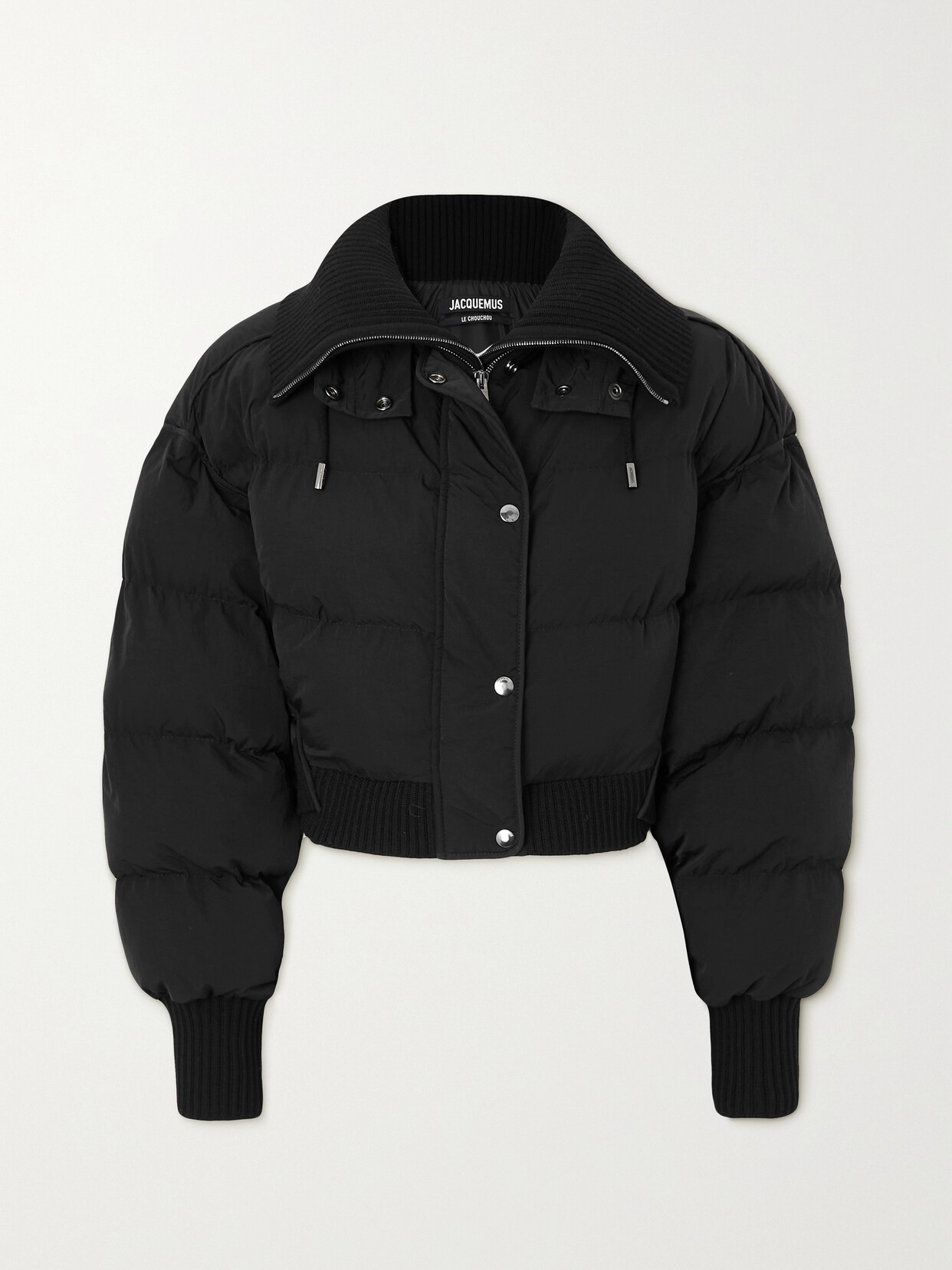 Jacquemus - Caraco Layered Ribbed-knit And Quilted Shell Jacket - Black