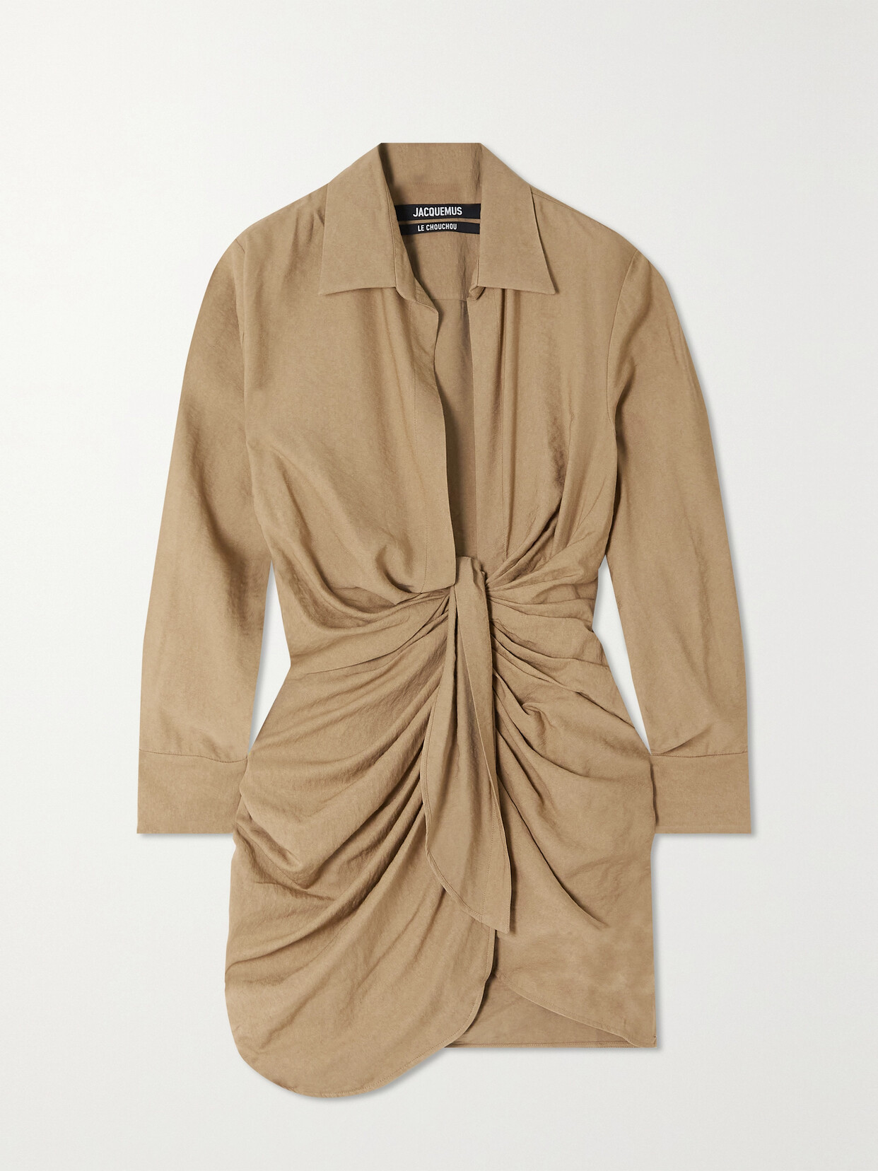 Jacquemus - Bahia Draped Knotted Twill Mini Dress - Neutrals