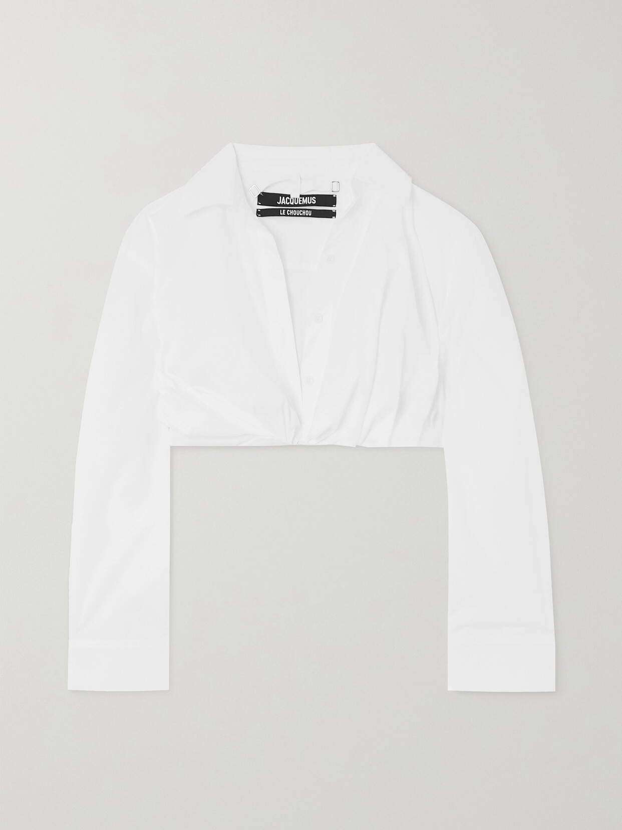 Jacquemus - Bahia Cropped Twist-front Cotton-blend Poplin Shirt - White