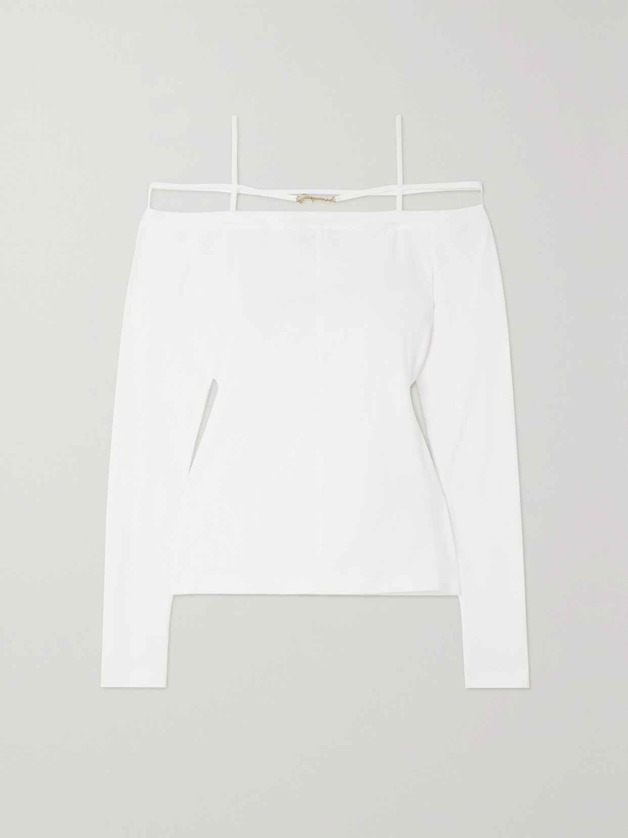 Jacquemus - Sierra Cold-shoulder Embellished Stretch-cotton T-shirt - White