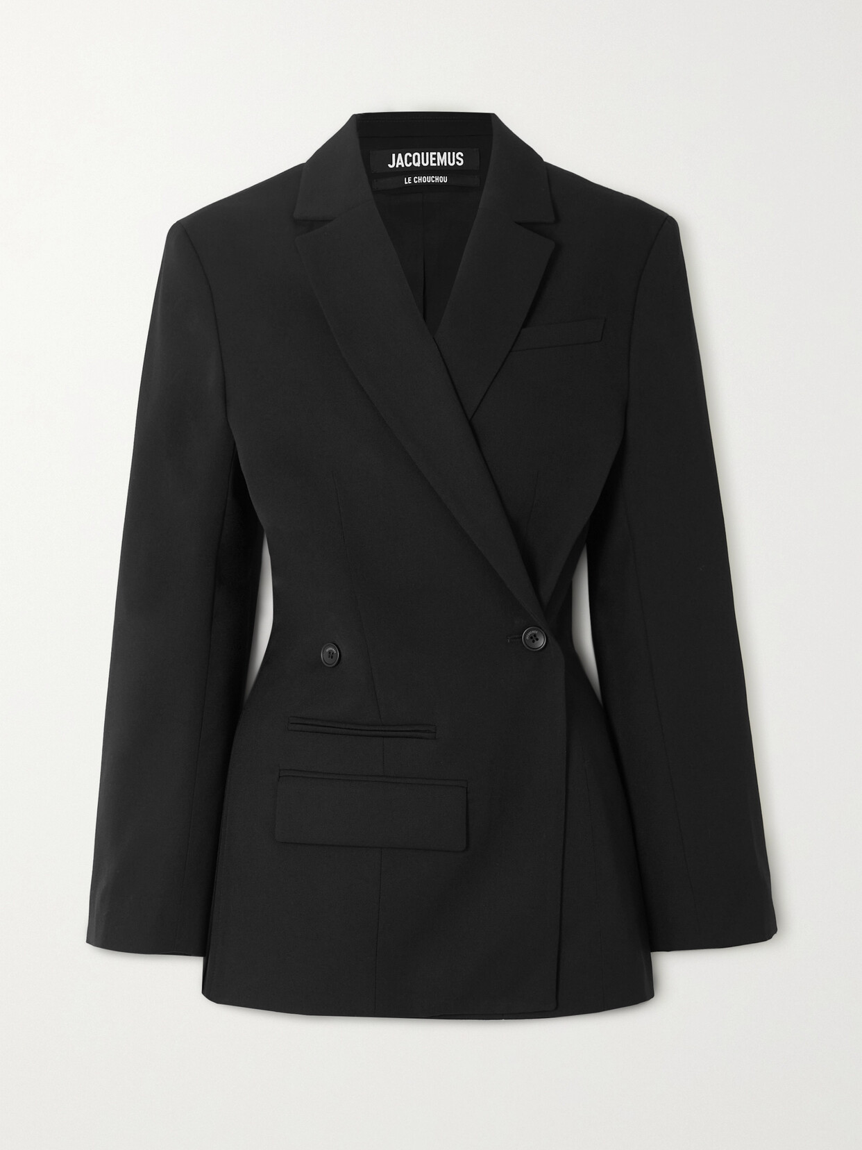 Jacquemus - Tibau Asymmetric Double-breasted Grain De Poudre Wool Blazer - Black