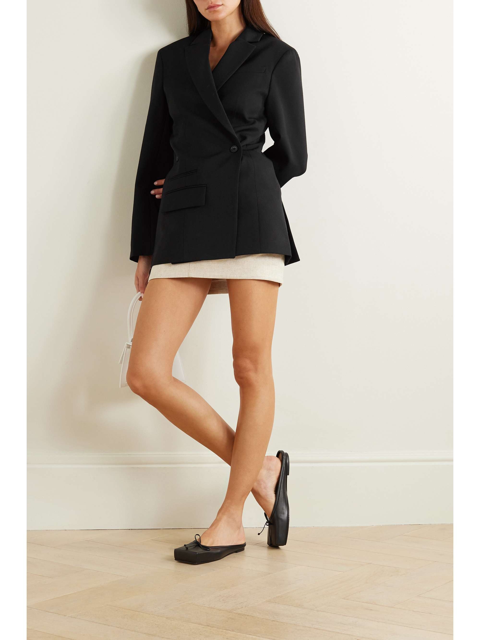 JACQUEMUS Tibau asymmetric double breasted grain de poudre wool