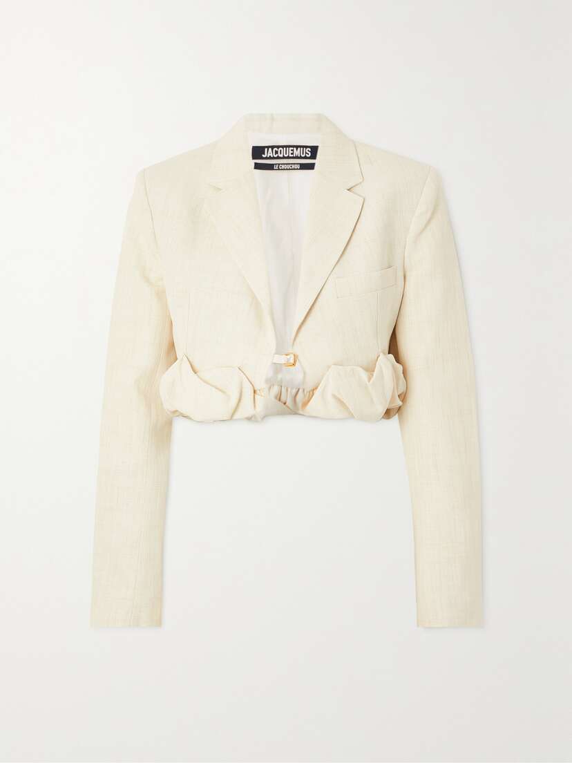 Jacquemus Croissant Cropped Linen-blend Jacket - FR 34