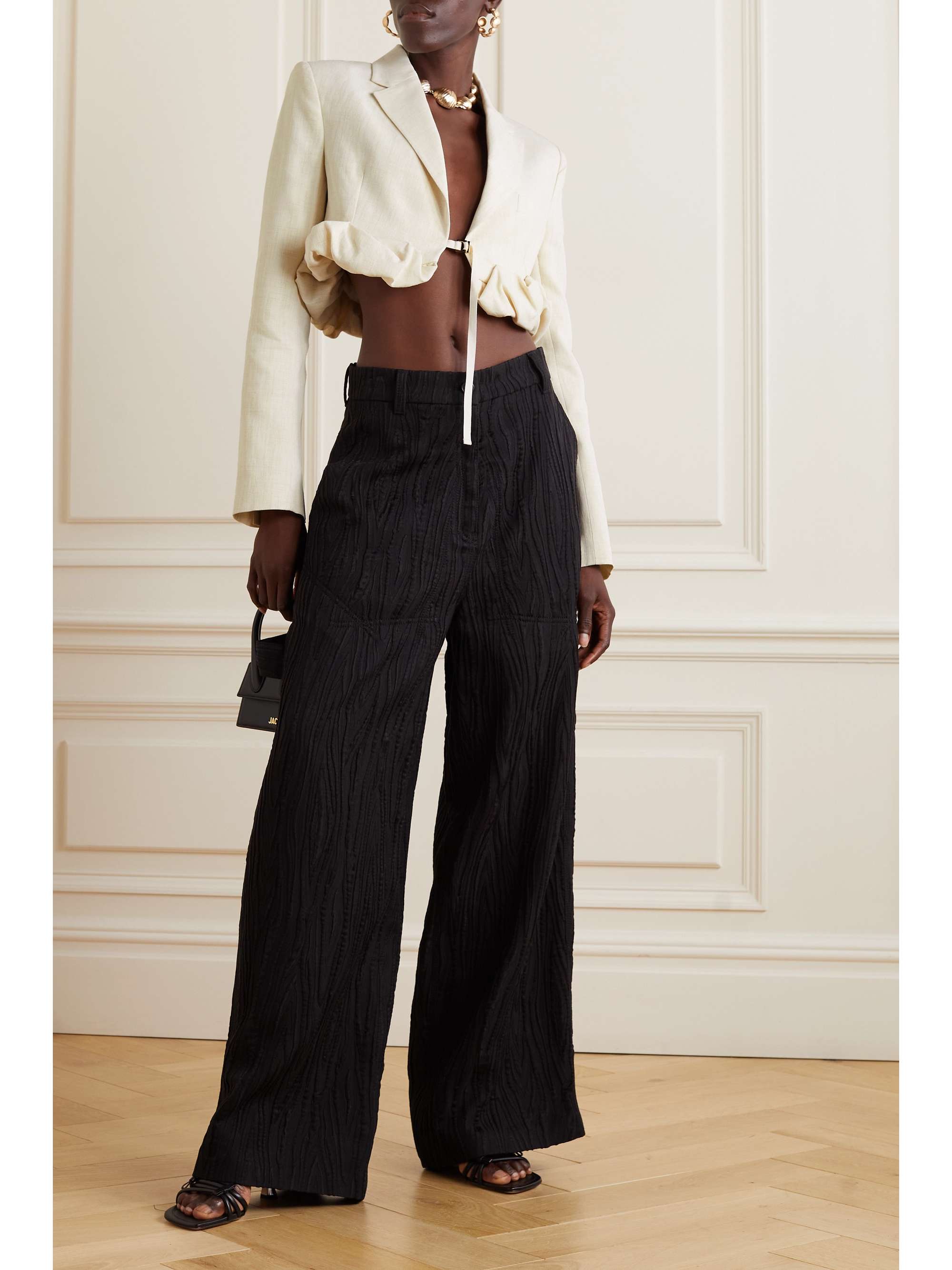 JACQUEMUS Croissant cropped linen-blend jacket | NET-A-PORTER