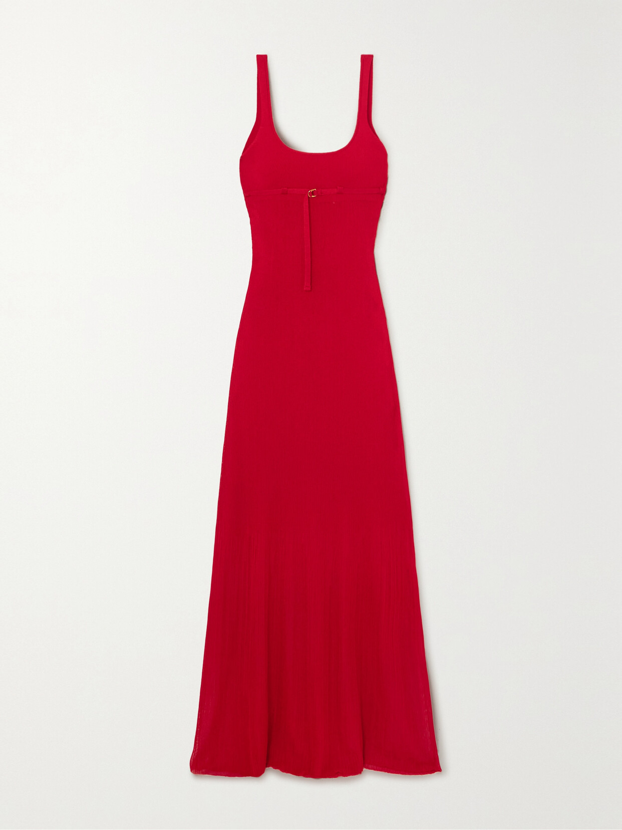 Jacquemus La Robe Maille Oranger Jersey Long Dress In Red