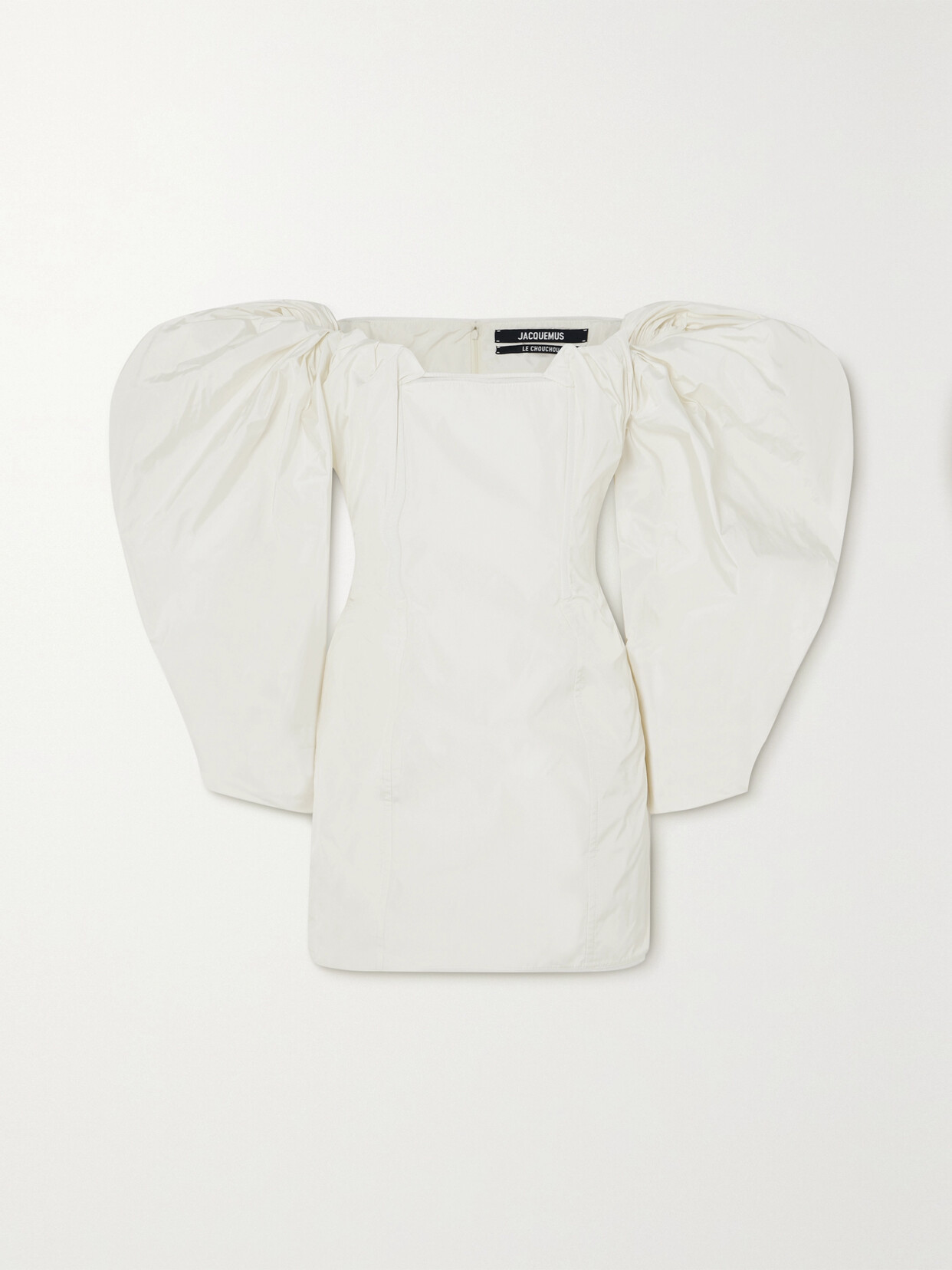 Jacquemus - Off-the-shoulder Gathered Taffeta Mini Dress - Off-white