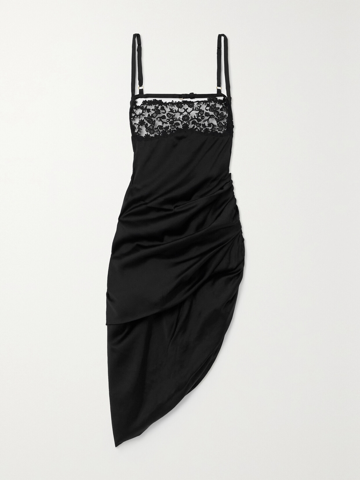 Jacquemus - La Saudade Brodée Asymmetric Draped Embroidered Woven Mini Dress - Black