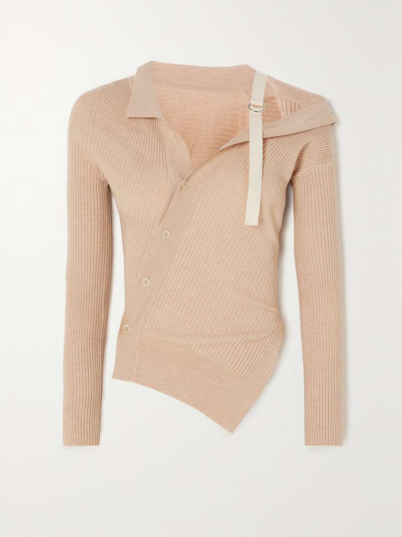 Jacquemus Colin Asymmetric Grosgrain-trimmed Wool-blend Cardigan