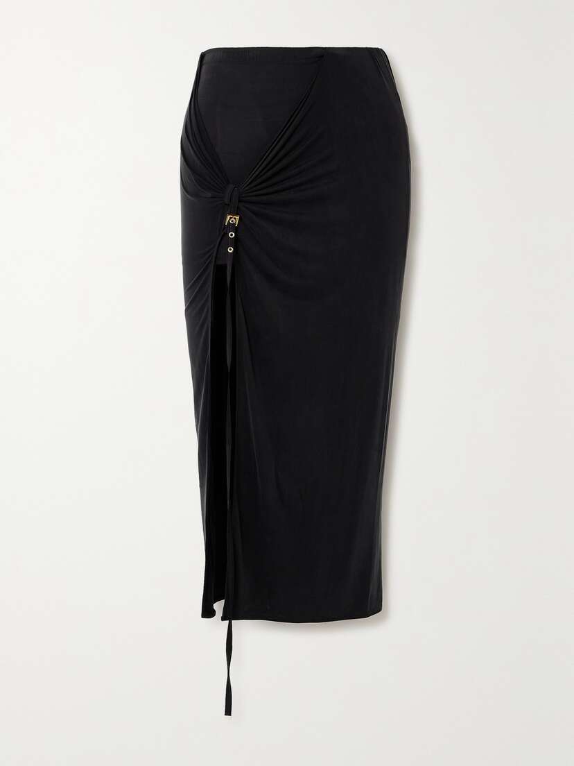 Jacquemus Croissant Buckled Ruched Stretch-jersey Midi Skirt
