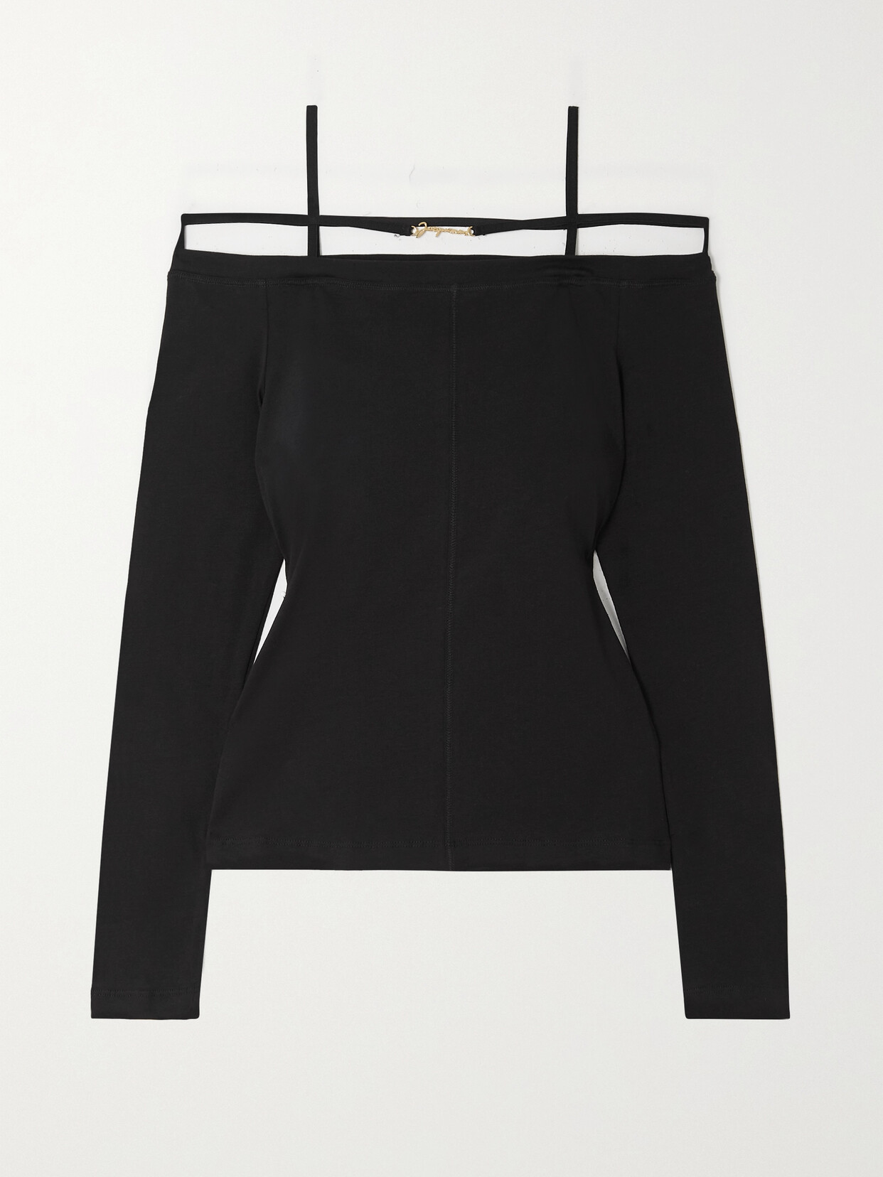 Jacquemus Sierra Off-the-shoulder Lyocell-blend Jersey Top In Black