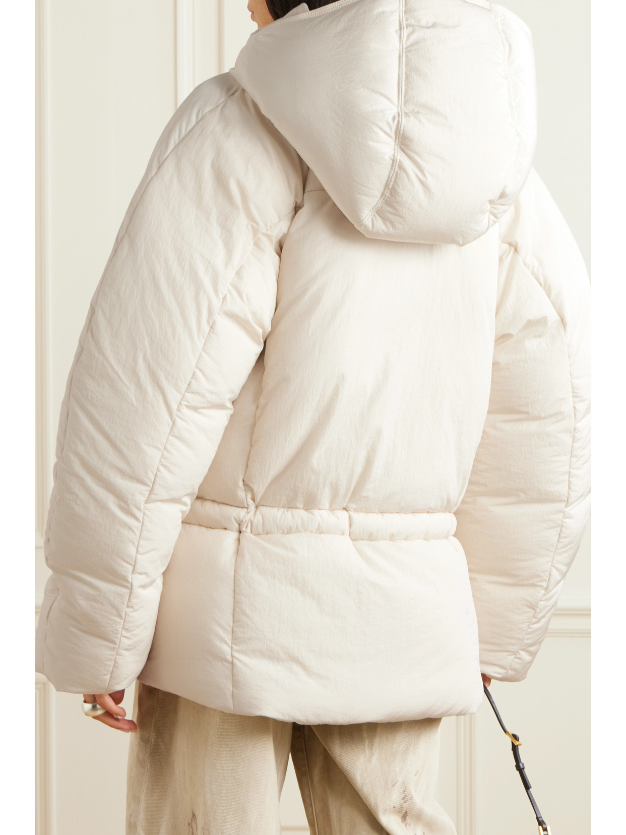 Shop Jacquemus Capullo Oversized Shell Hooded Jacket In Off-white