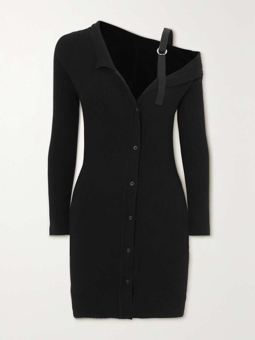 Jacquemus Colin Asymmetric Ribbed Wool-blend Mini Dress