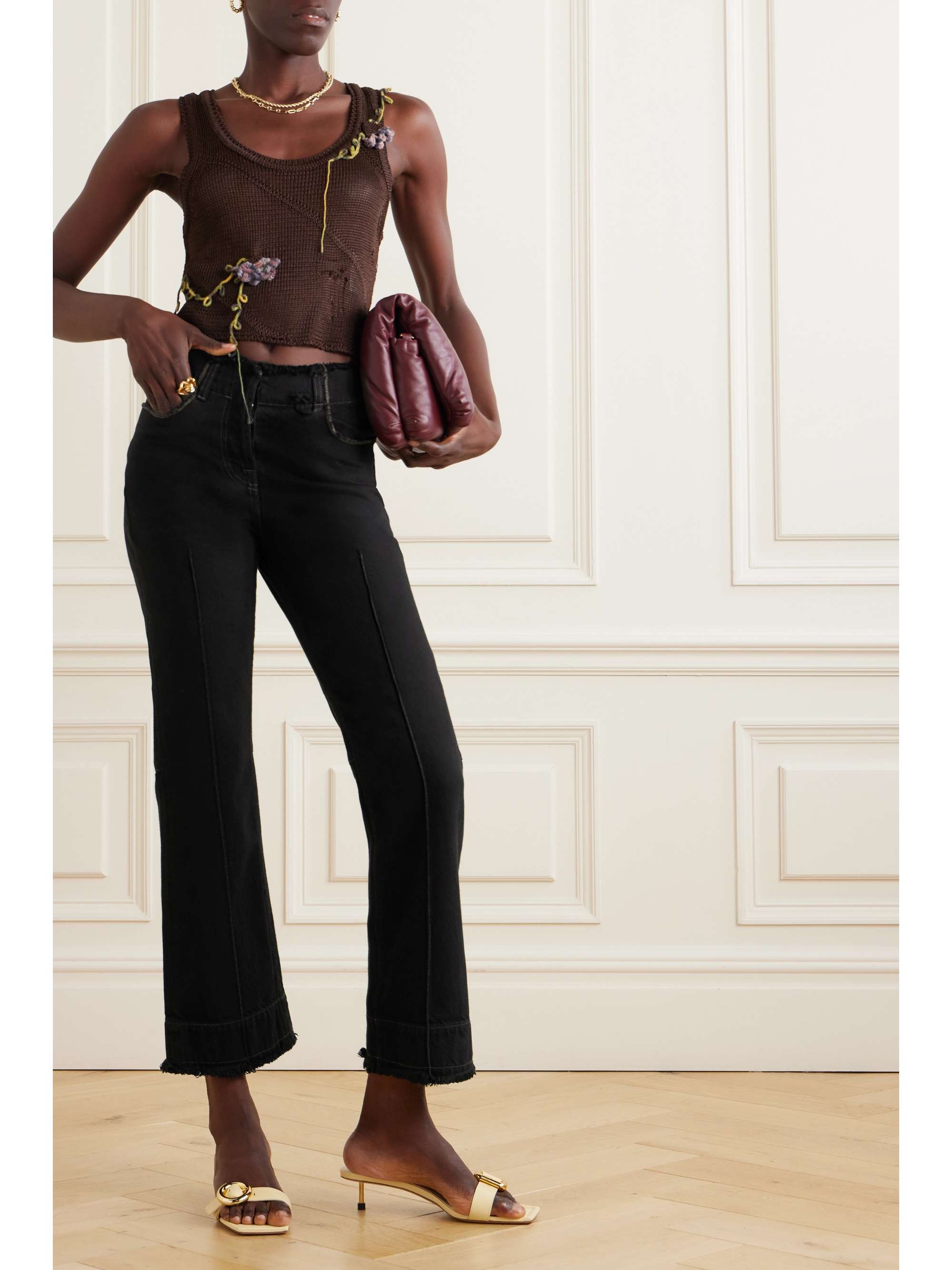 Black cropped hot sale bootcut jeans