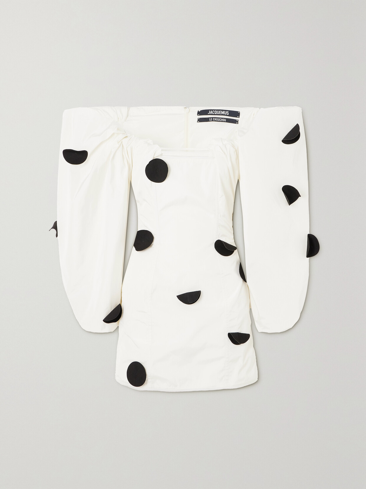 Jacquemus - Off-the-shoulder Polka-dot Taffeta Mini Dress - Off-white