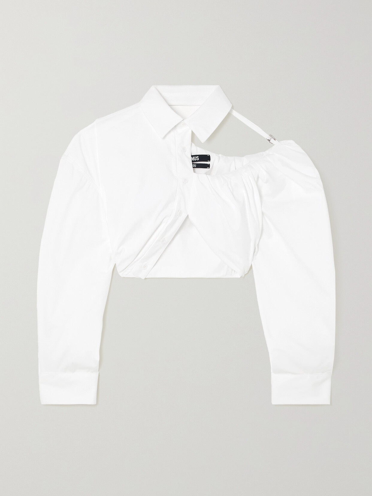 Shop Jacquemus Galliga Asymmetric Cutout Cotton-blend Poplin Shirt In White
