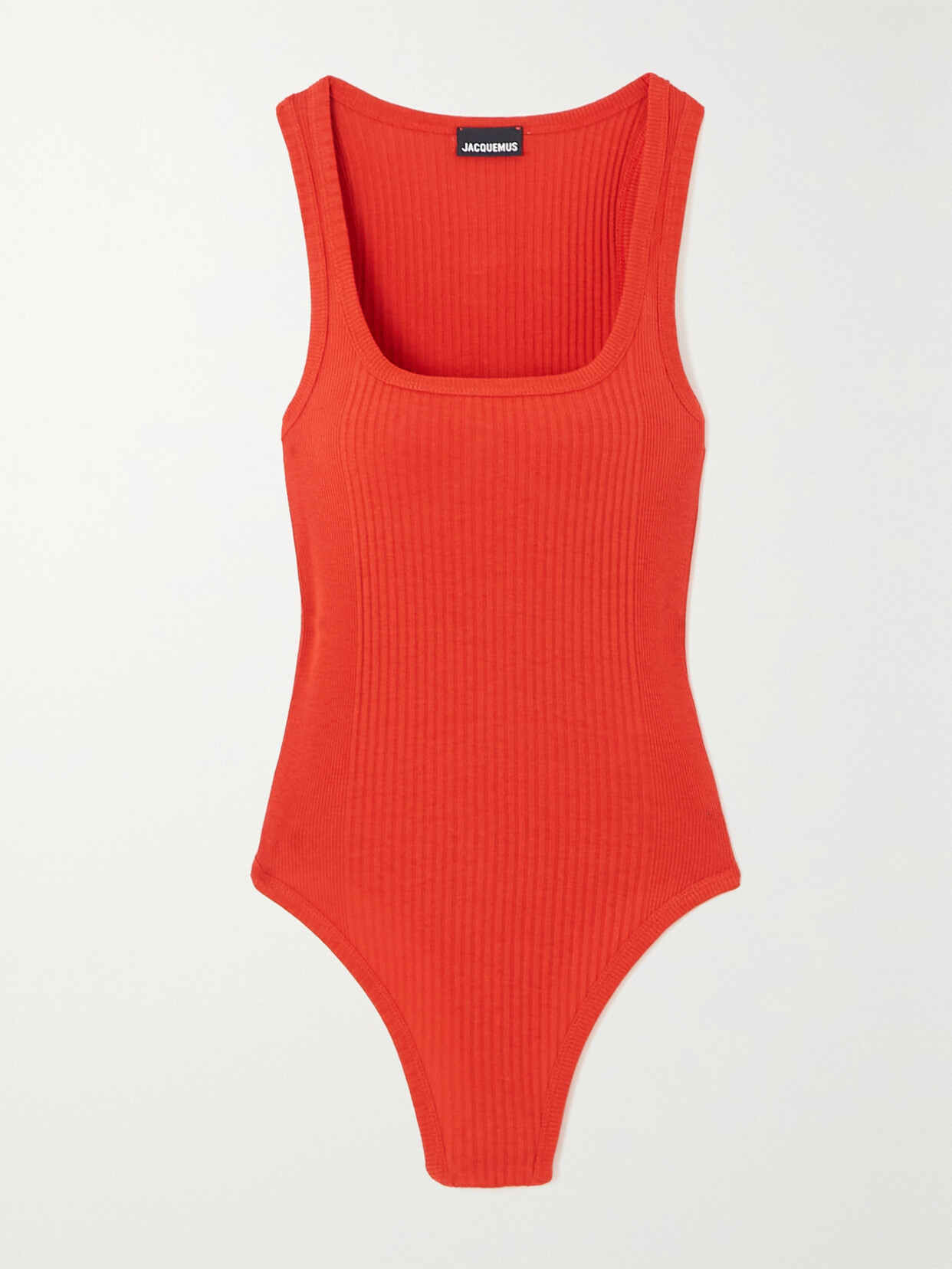 Jacquemus - Caraco Ribbed Cotton Bodysuit - Red