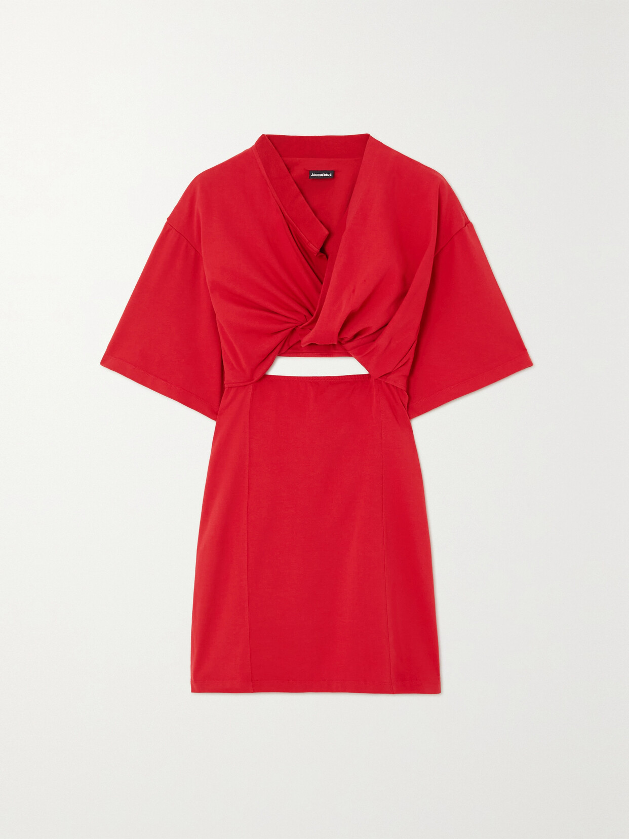 Jacquemus Bahia Twist-front Cutout Cotton Mini Dress In Red