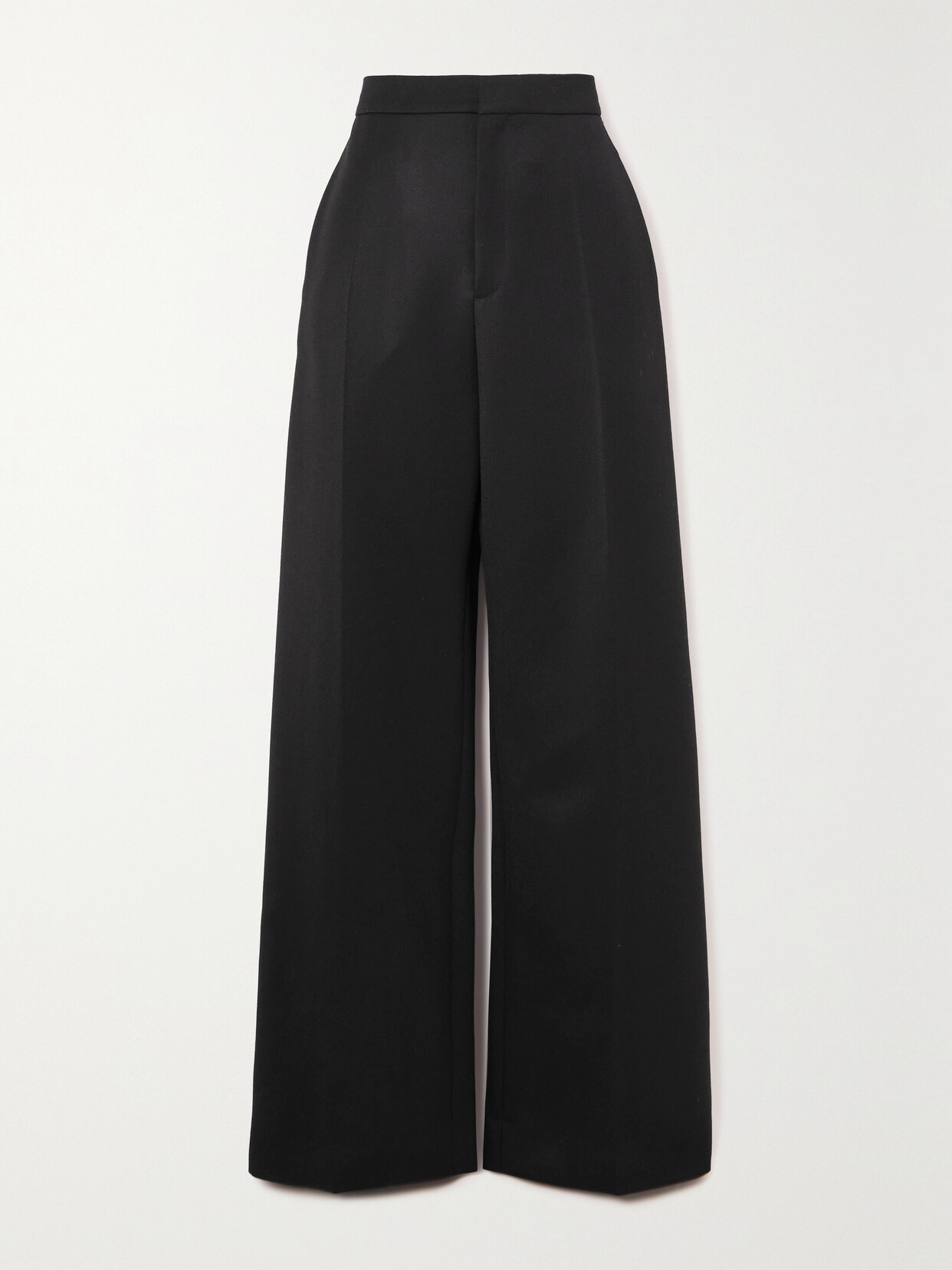 Shop Loewe Pleated Wool Wide-leg Pants In Black