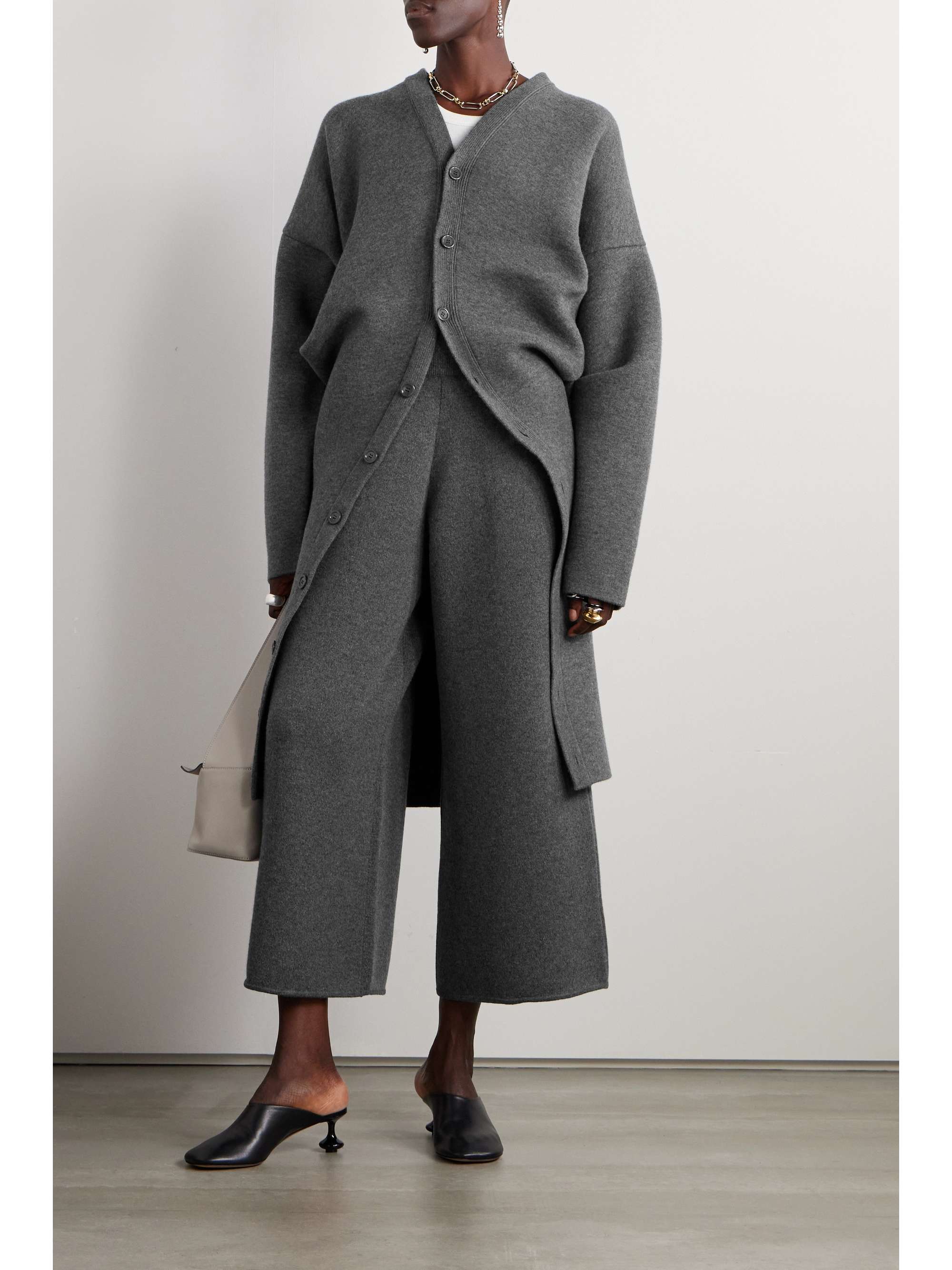 LOEWE Cropped cashmere wide leg pants NET A PORTER