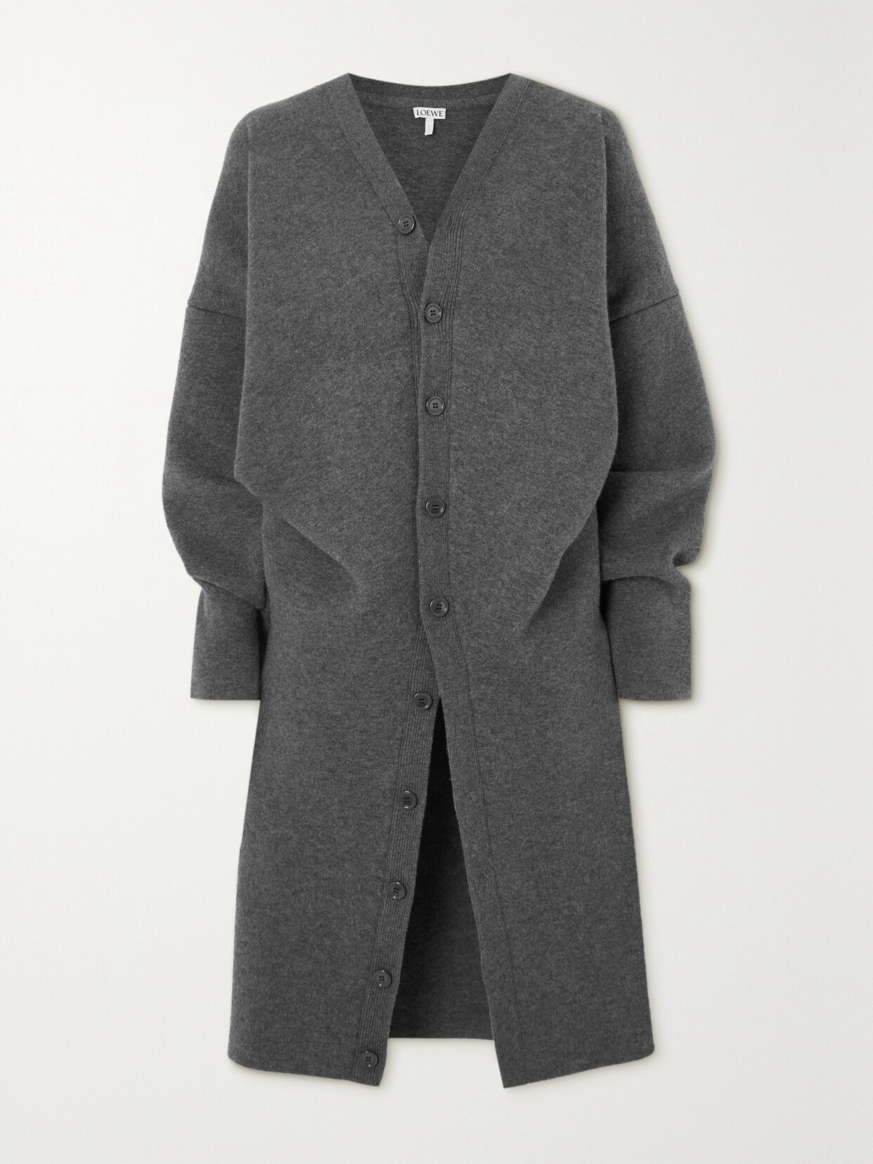 Loewe - Oversized Draped Wool-blend Coat - Gray