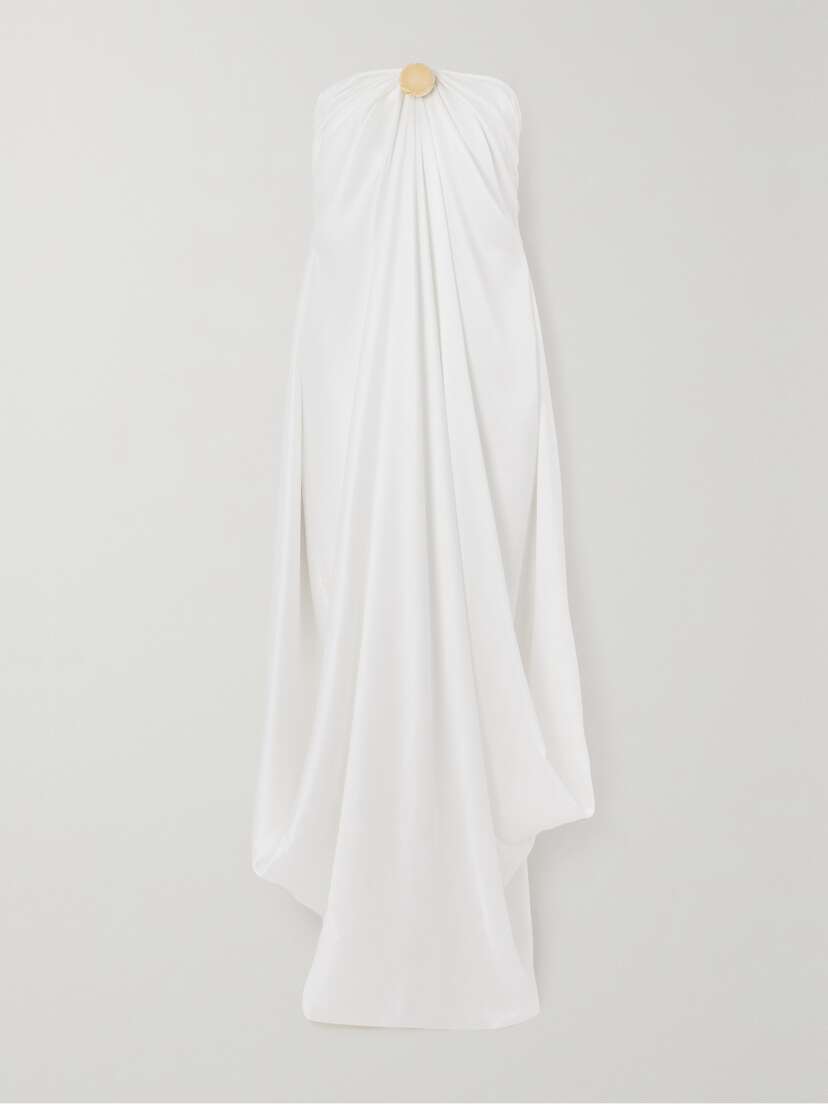 Loewe Strapless Embellished Silk-satin Maxi Dress