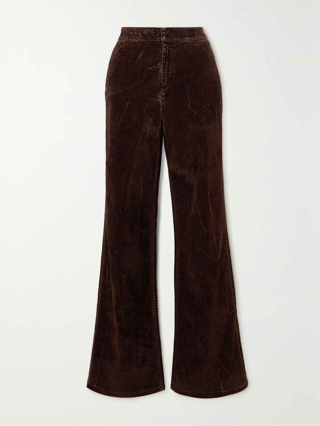 Loewe Stretch-cotton Velvet Straight-leg Pants In Brown