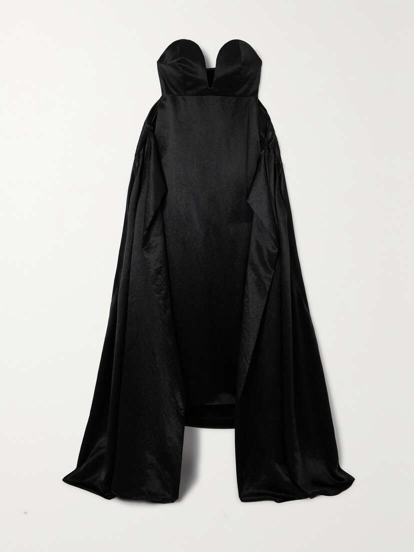 Loewe Strapless Cape-effect Hammered-satin Gown