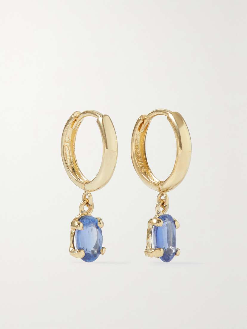 Loren Stewart + Net Sustain Cielo Mini 14-karat Recycled Gold Kyanite Hoop Earrings