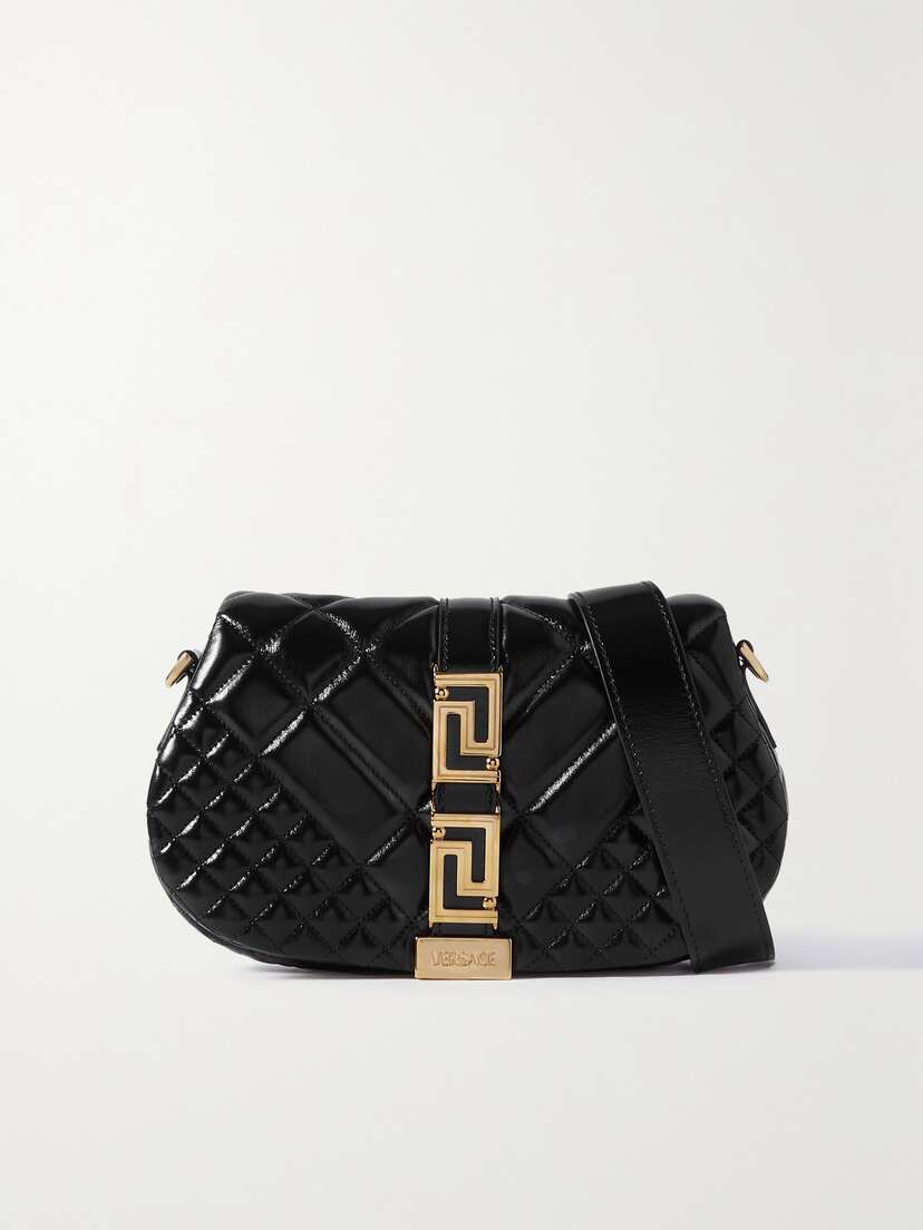 Versace Medium Quilted Glossed-leather Shoulder Bag