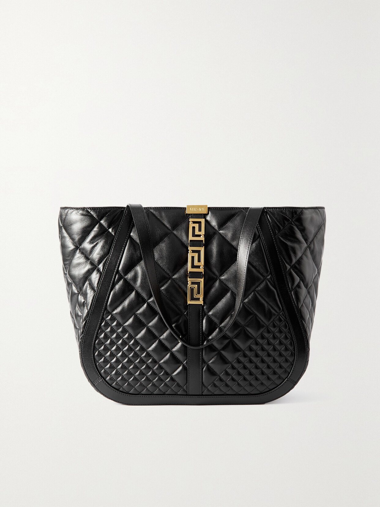Versace - Greca Goddess Large Embellished Quilted Leather Tote - Black