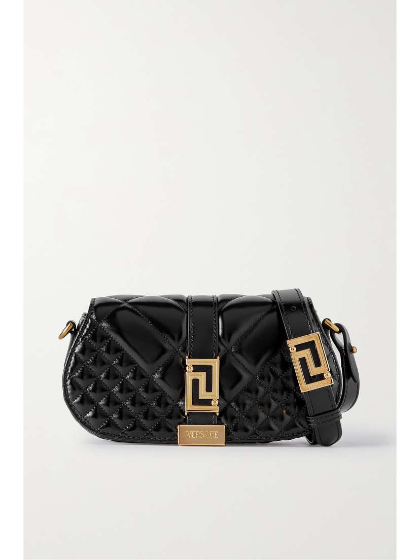 Versace Quilted Small Glossed-leather Shoulder Bag
