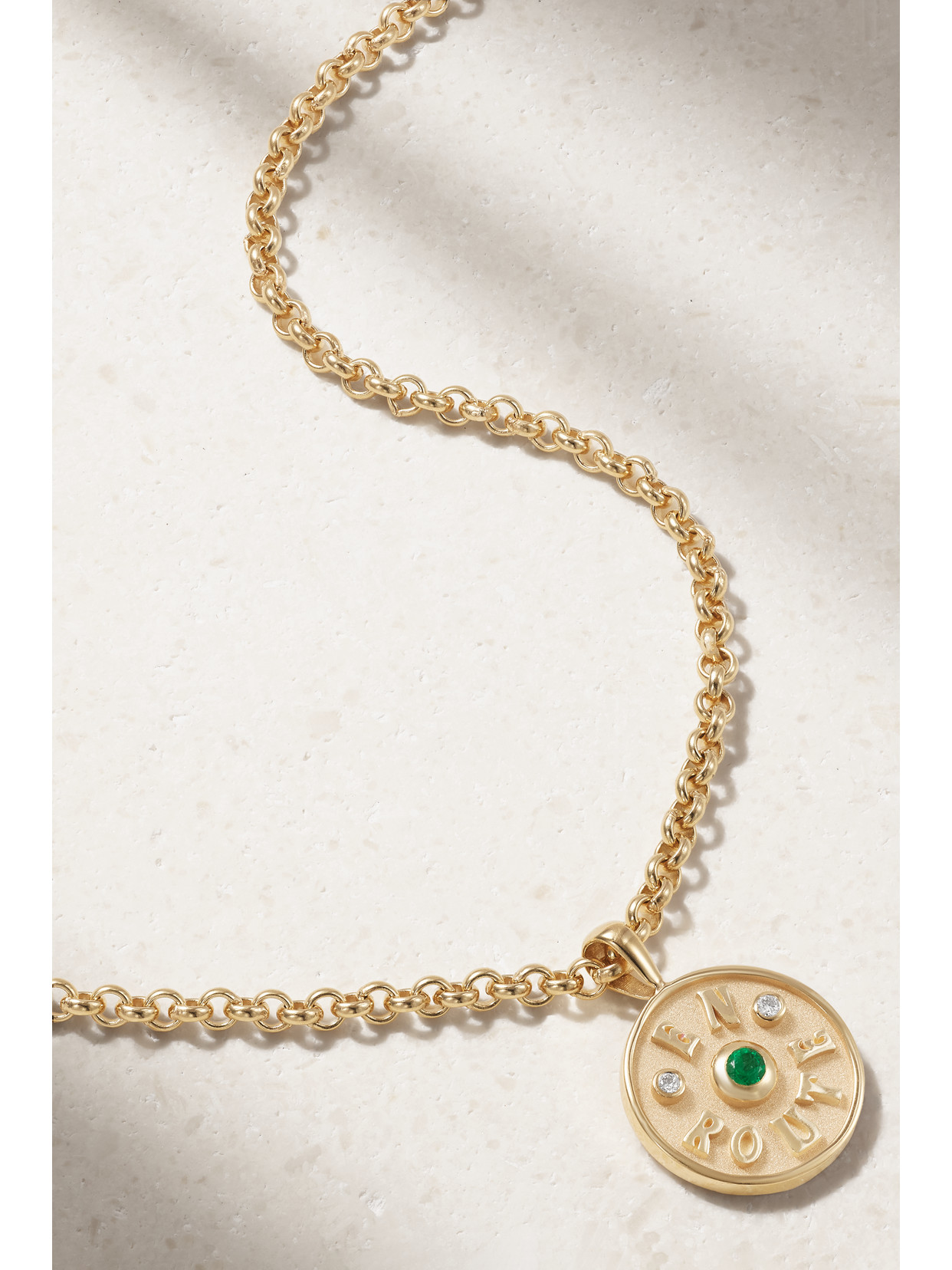 Marlo Laz - Petite En Route 14-karat Gold Emerald And Diamond Necklace - One size