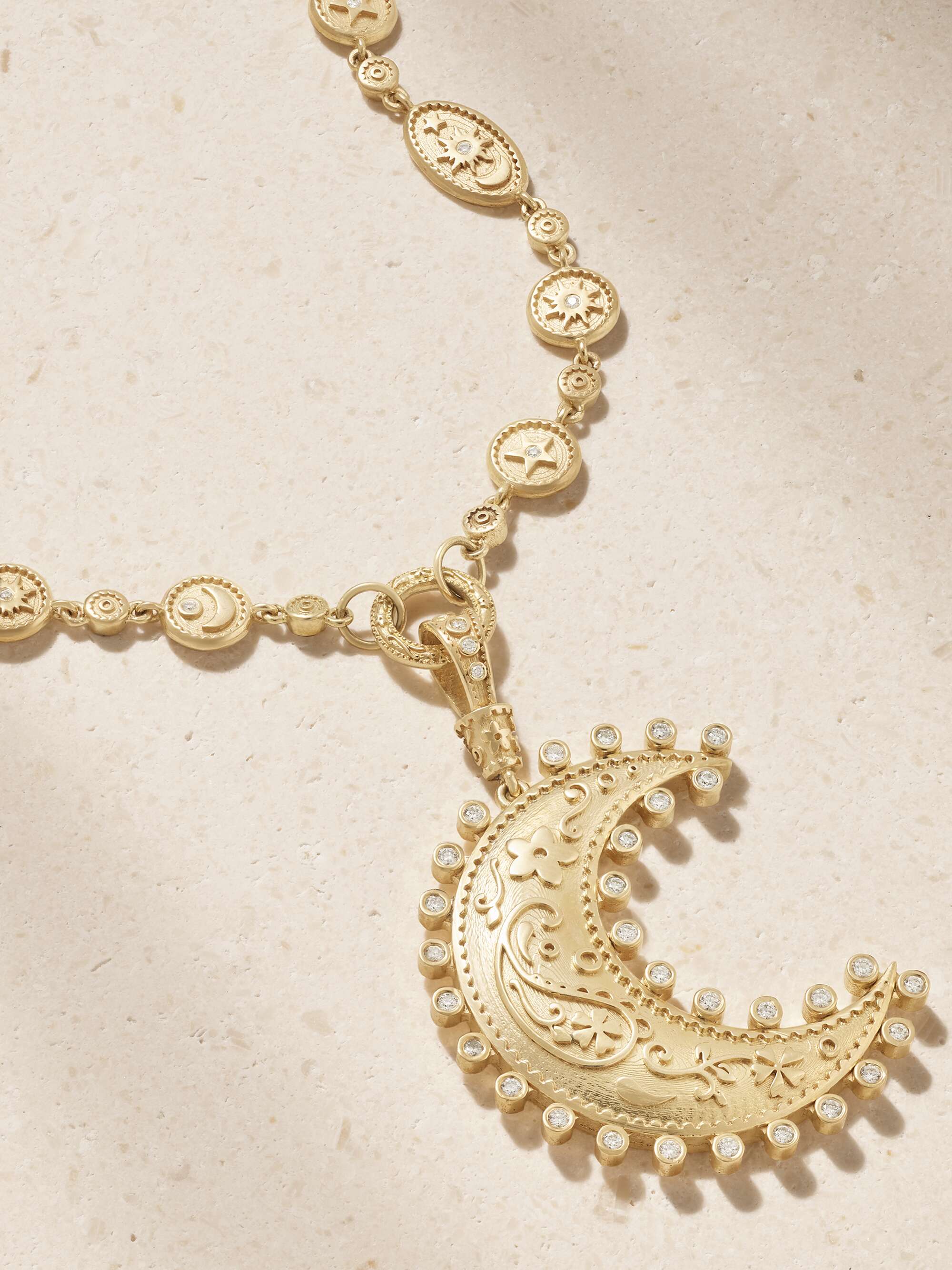 Xiv karats crescent on sale moon diamond necklace