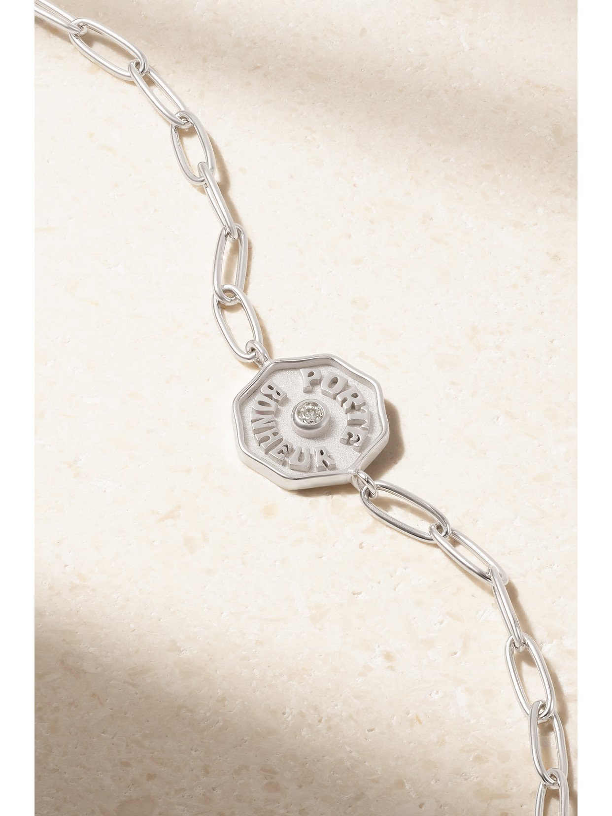 Marlo Laz Porte Bonheur 14-karat White Gold Diamond Necklace In Gold