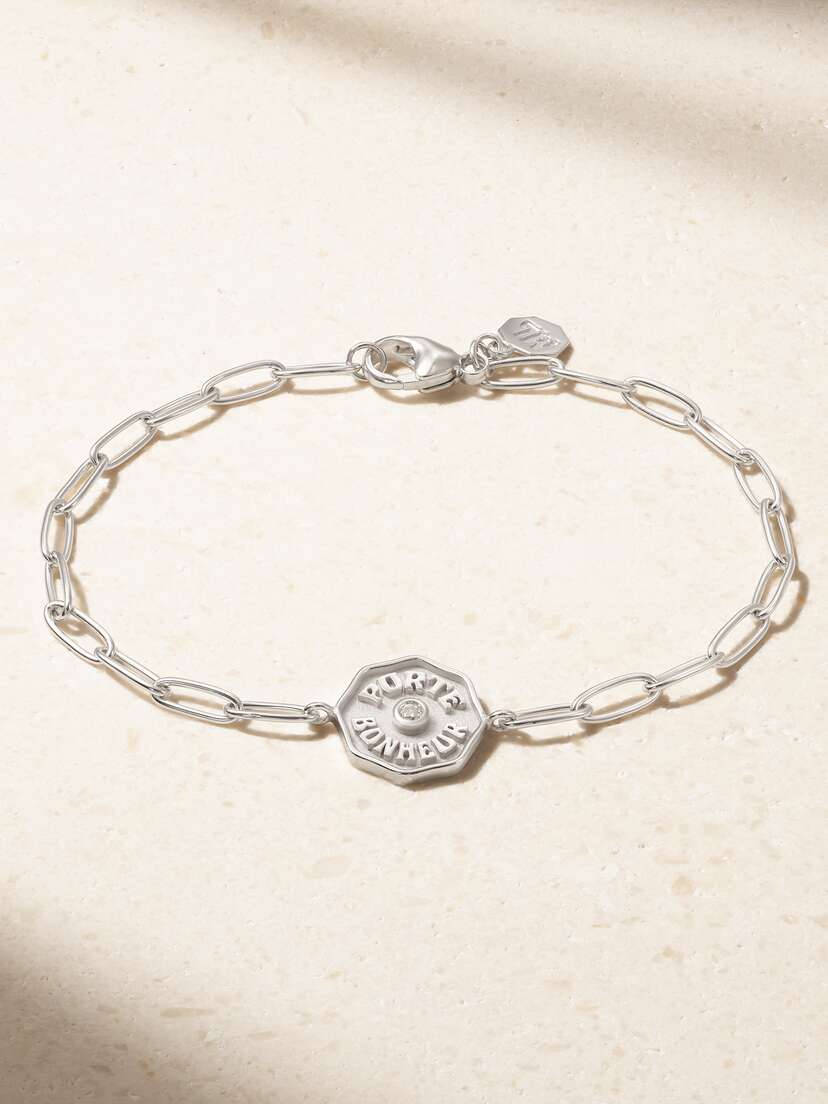 Marlo Laz Porte Bonheur 14-karat White Gold Diamond Bracelet