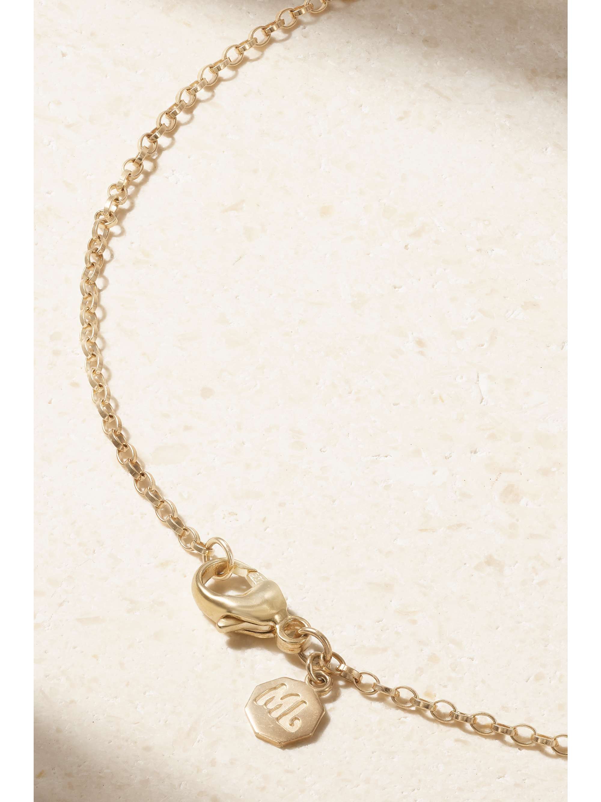 MARLO LAZ Mini Porte Bonheur Coin 14K 黄金、搪瓷、海蓝宝石项链