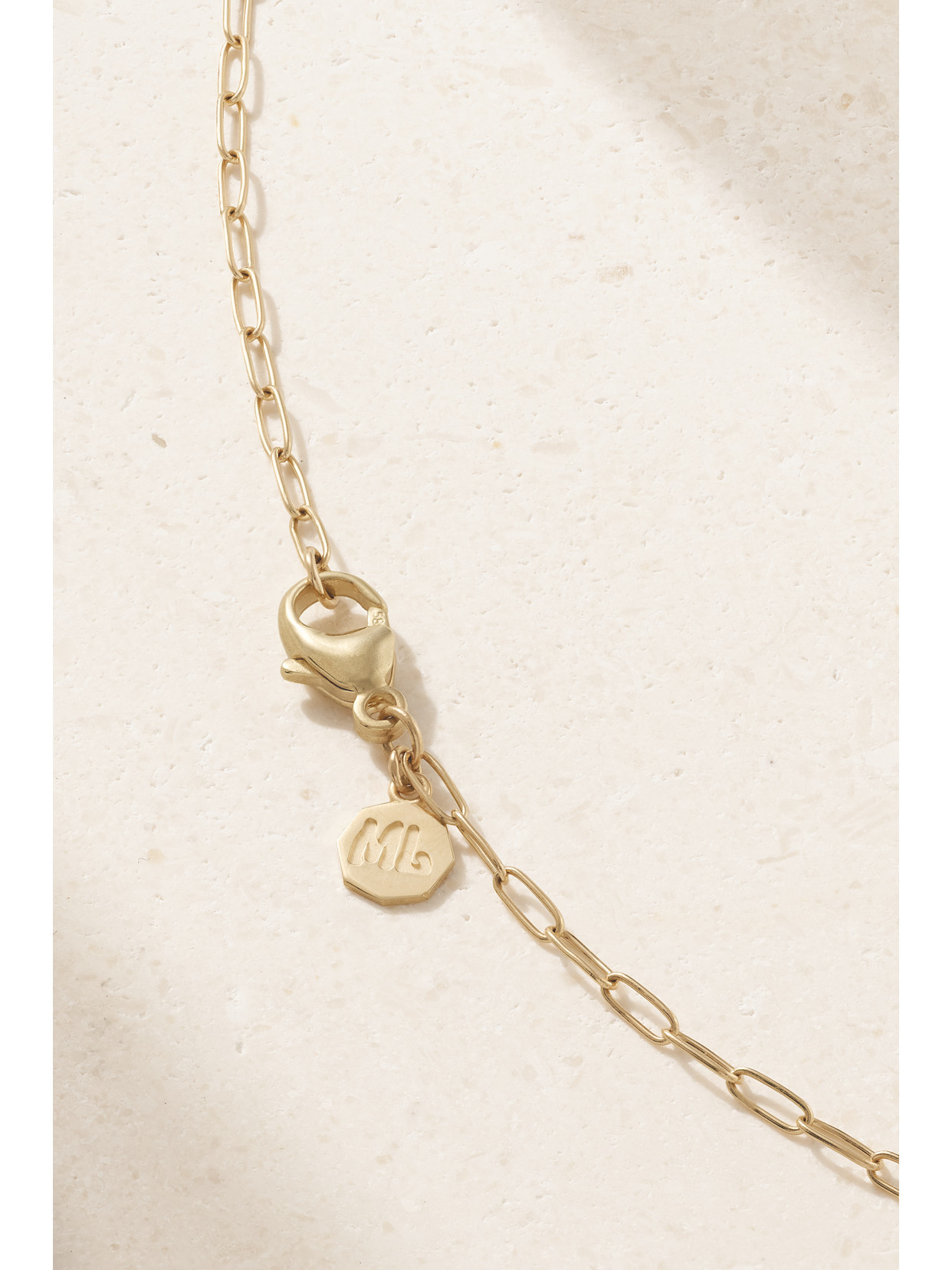 Marlo Laz Wee Porte Bonheur Coin 14-karat Gold, Enamel And Sapphire Necklace In Gold