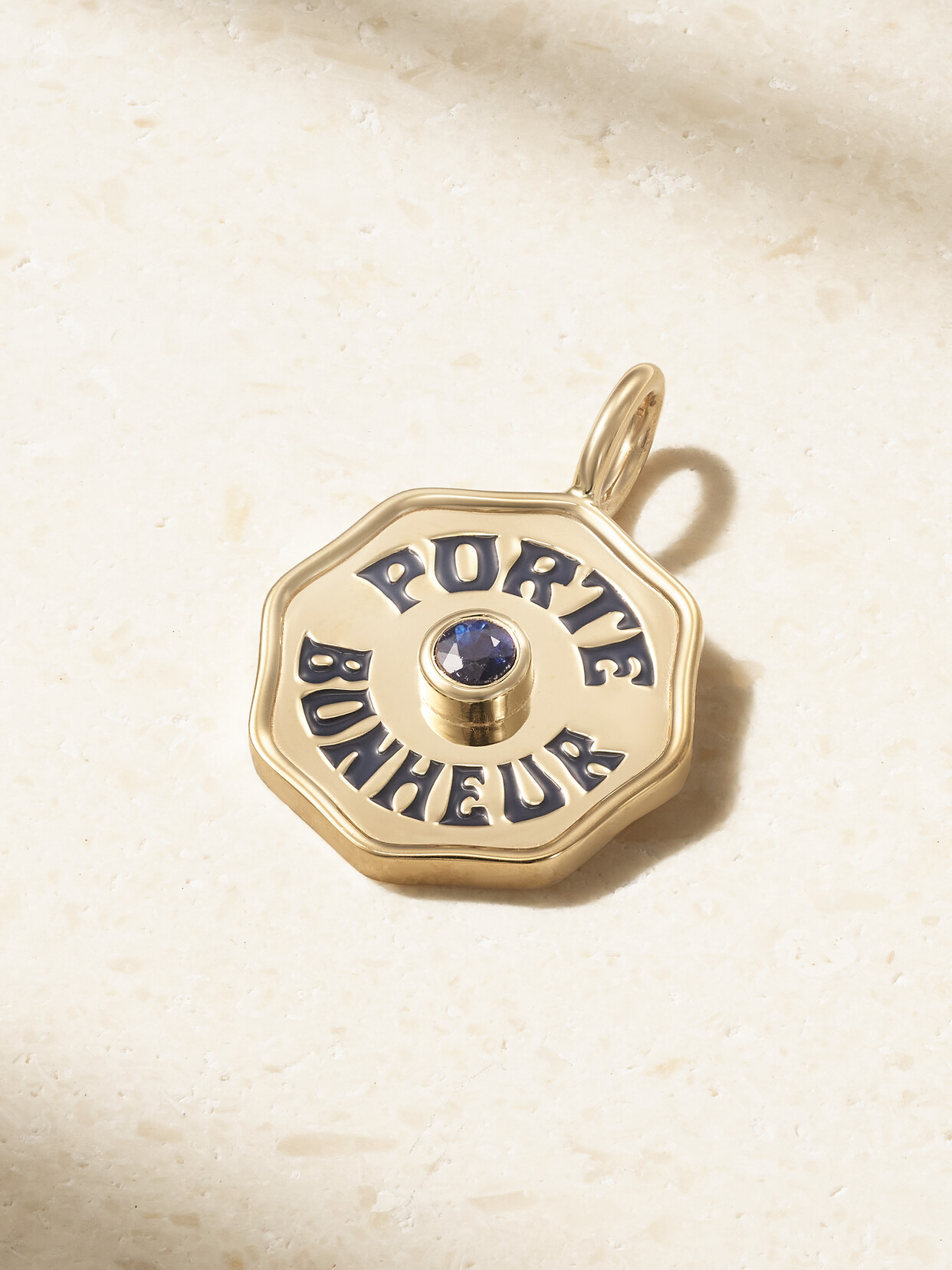 Marlo Laz Porte Bonheur 14-karat , Sapphire And Enamel Pendant