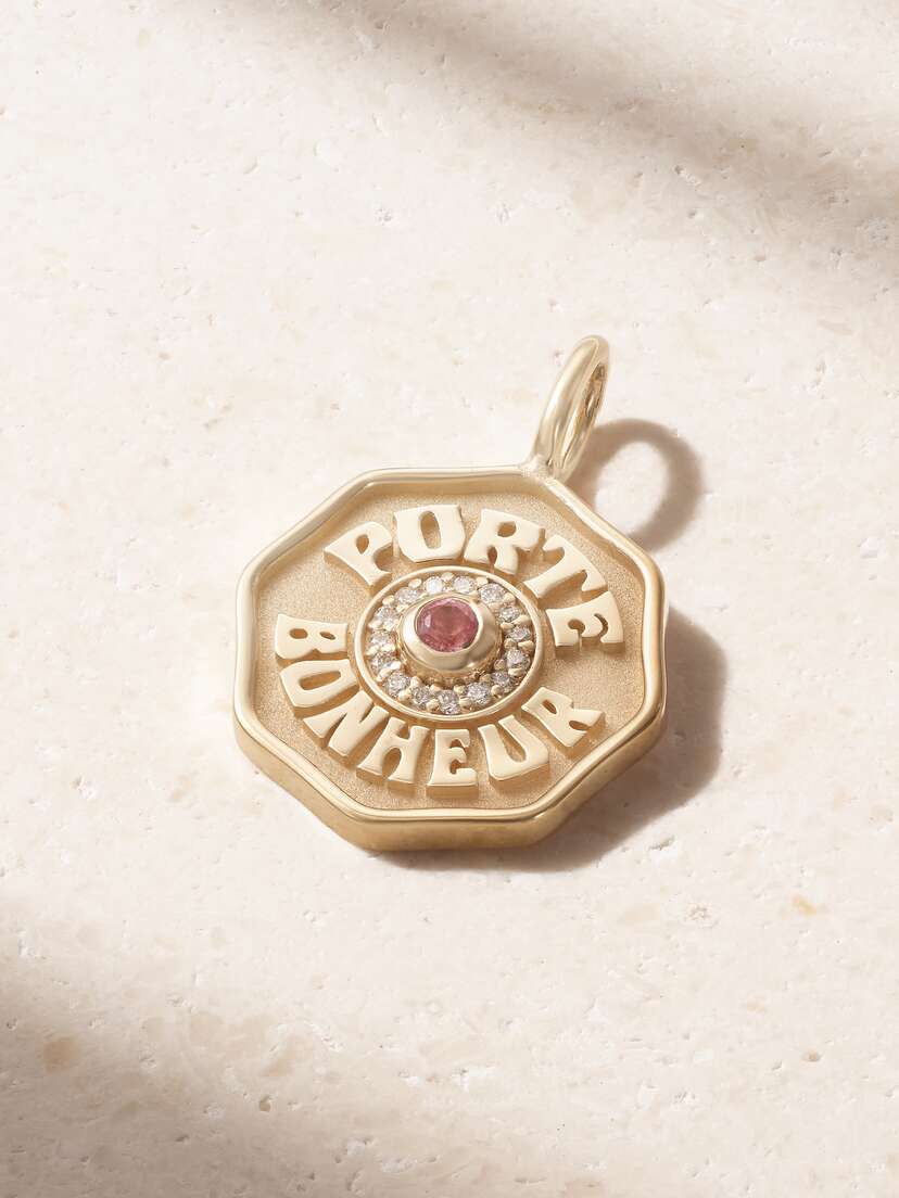 Marlo Laz 14-karat Gold, Tourmaline And Diamond Pendant